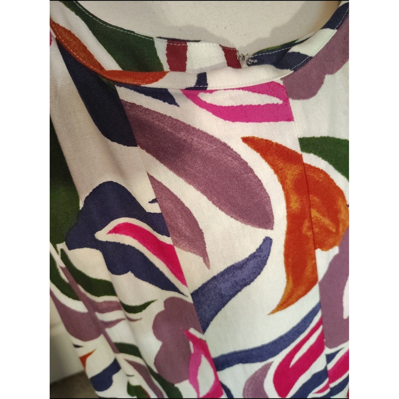 Colorful Abstract Leaf Print Sleeveless Sundress