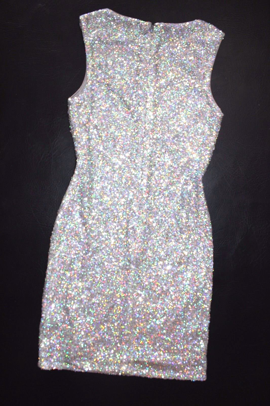 NWT bebe allover silver sequin sparkly shimmery clubbing top dress S Small sexy