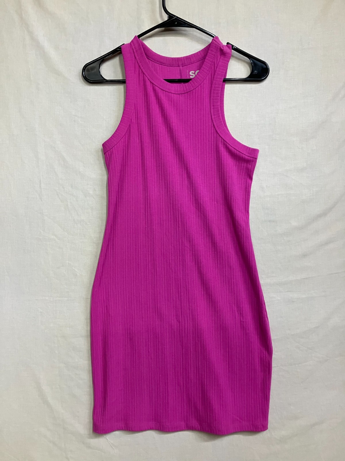 SO Ribbed Tank Dress Women’s Size Small Pink Sleeveless Ribbed Bodycon Stretch