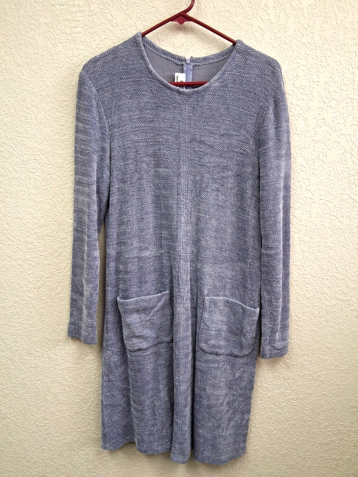 Vintage Chetta B Sweater Dress Purple Knit Pockets Comfort Long Sleeve Size 10