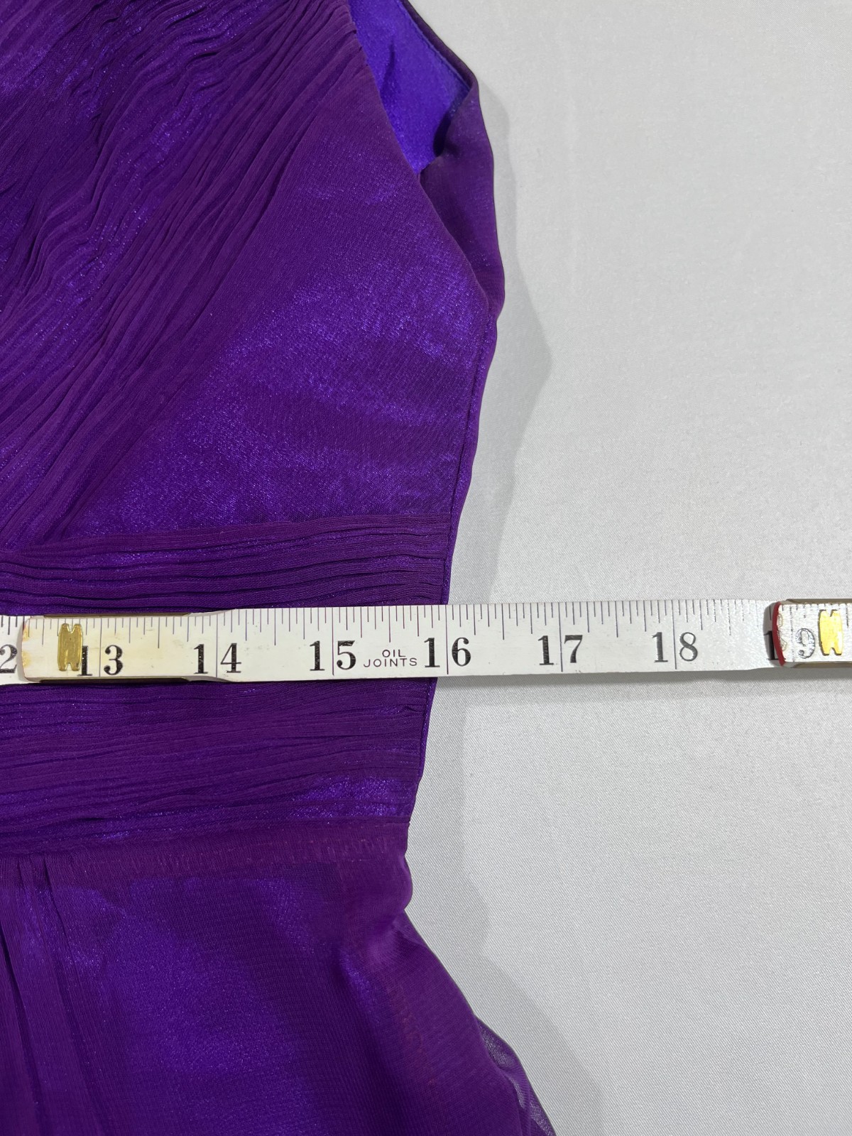 Deep Purple Chiffon Maxi Dress Ruched V Neck Evening Gown Whimsygoth Prom 15.5