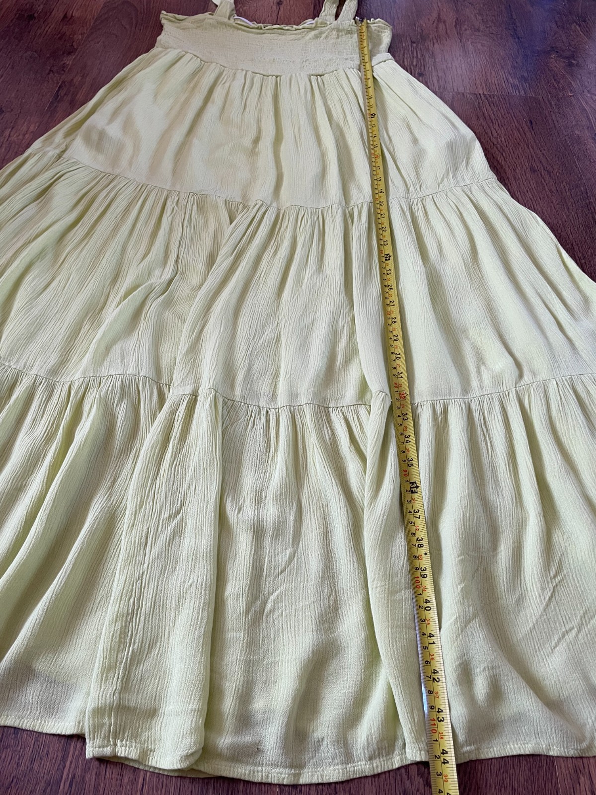 Yours lime green/yellow tiered midi summer dress with pockets uk 14 eur 42