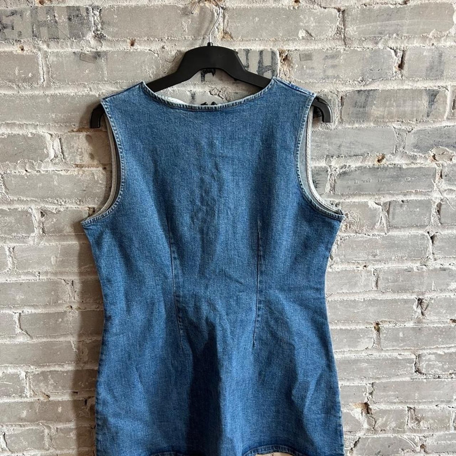 ASOS DESIGN Sleeveless Denim Mini Dress Blue Back Zip Size US 12 / Large