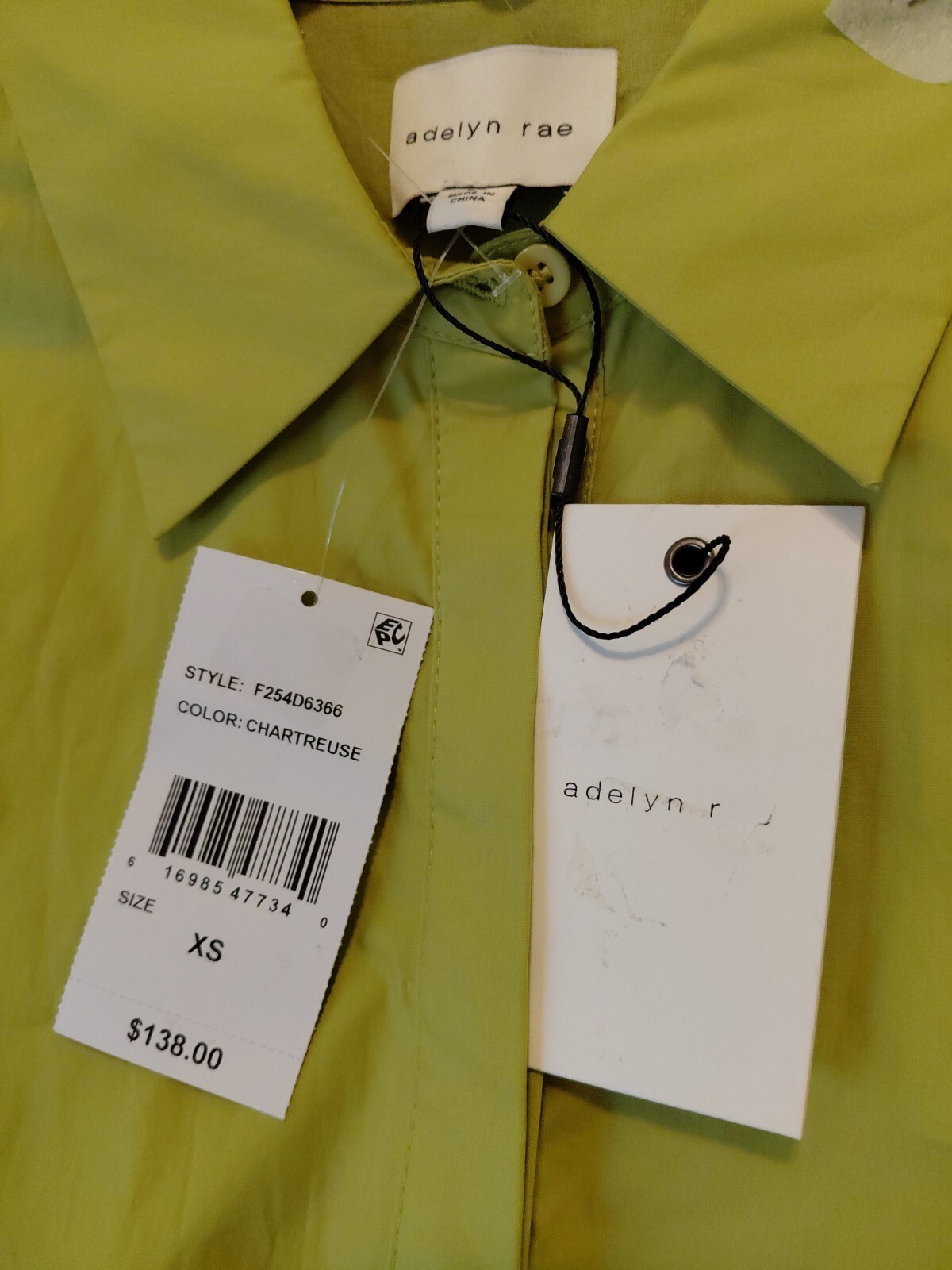 NWT Adelyn Rae Dustina Dress Woven Point Collar Embroidered Hem Green Sz XS #126