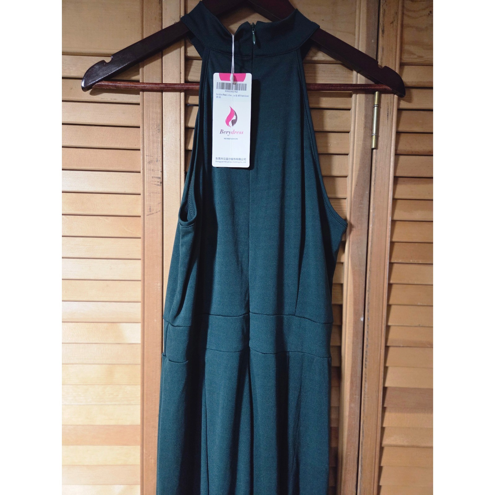 Dark Green Halter Neck Pleated Maxi Dress NWT