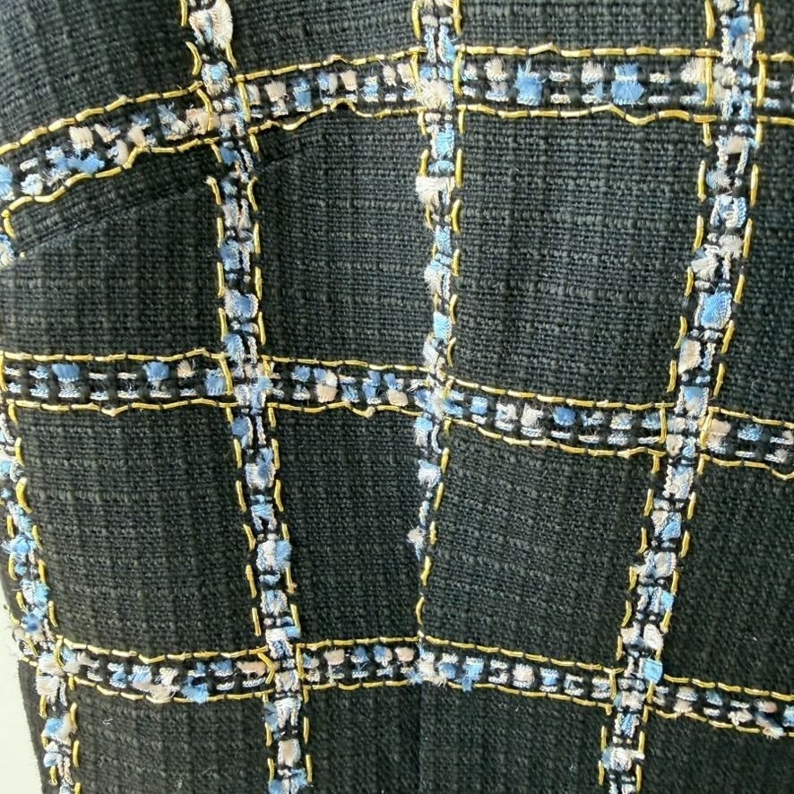 Jason Wu Black & Gold Tweed Plaid Mini Sheath Dress – Size XS