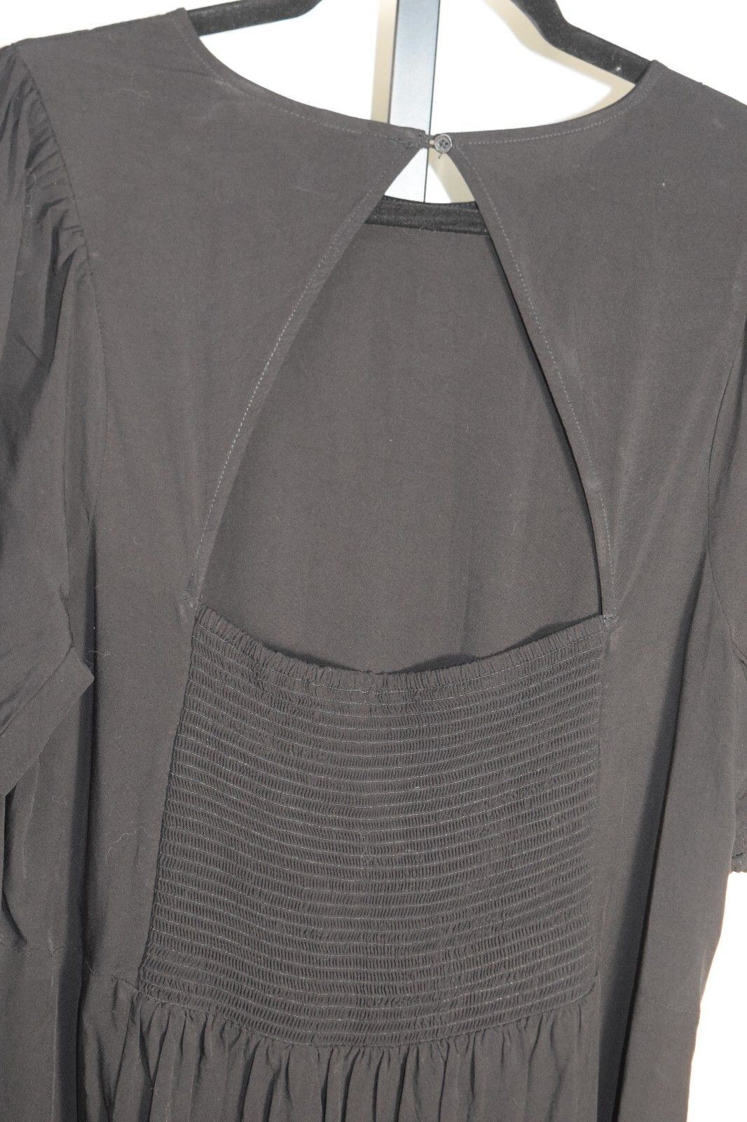 Old Navy Black Shift Dress Size XL Tall –Short Sleeve Keyhole Back Smocked Waist
