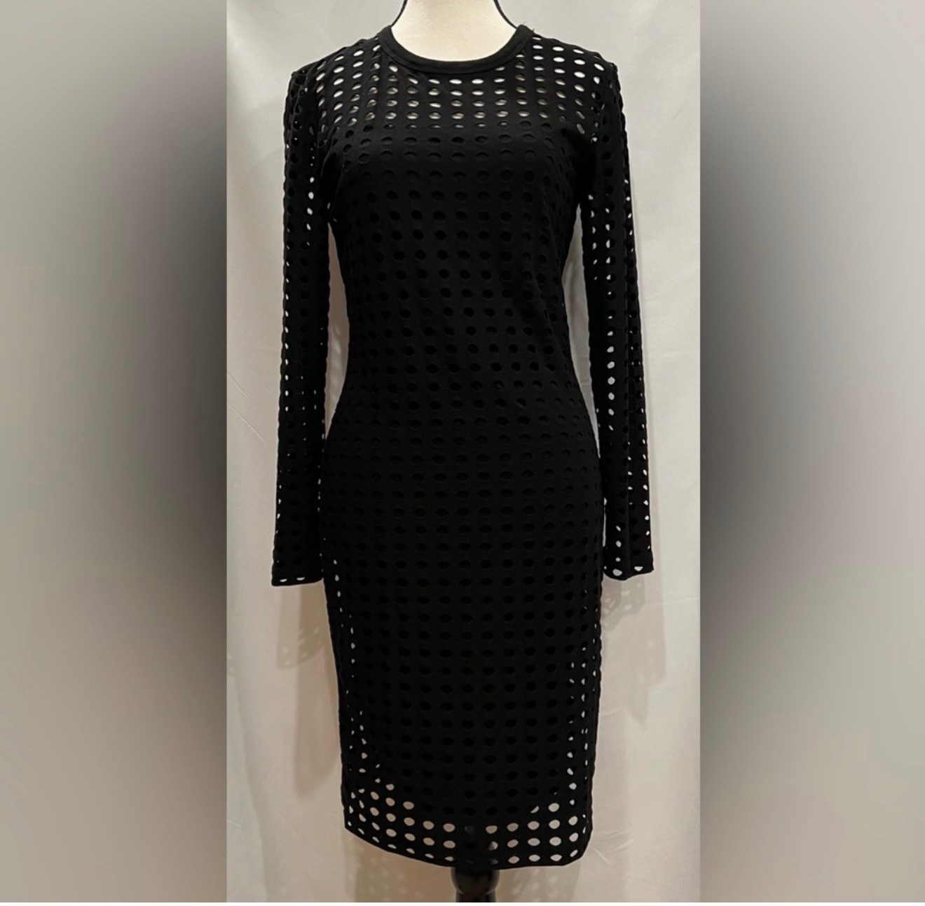 T By Alexander Wang NWT Circular Hole Jacquard Mini RARE Black Mini Dress SP