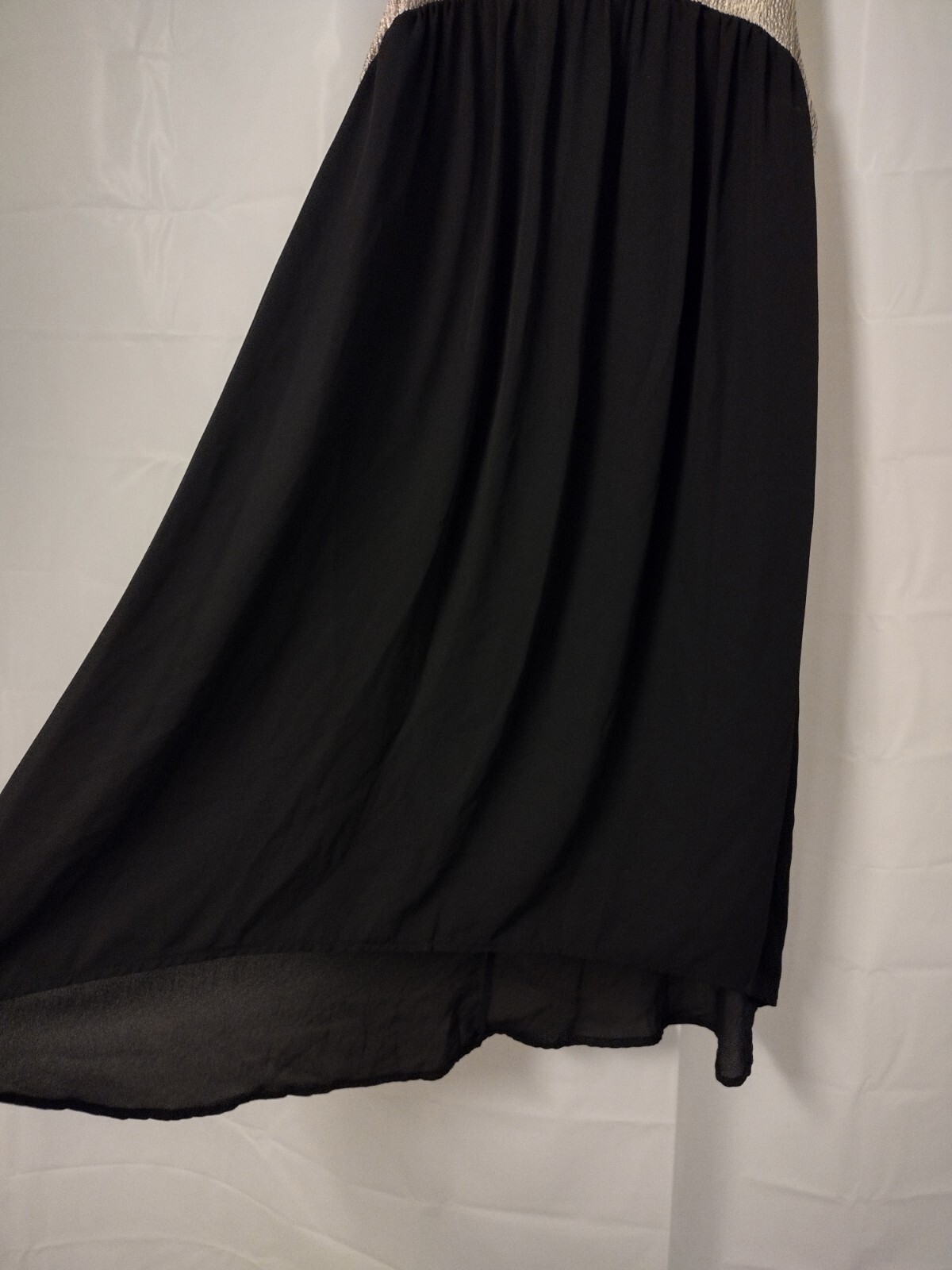 Needle & Thread Size Small Holiday Party Dress Black Gold Sheer Keyhole Hi Low