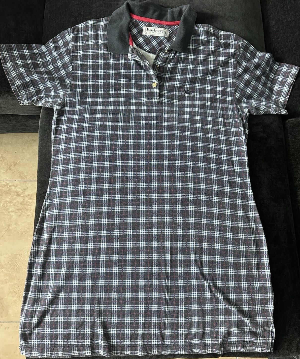 Vintage Women’s Burberry Blue White Red Plaid Dress