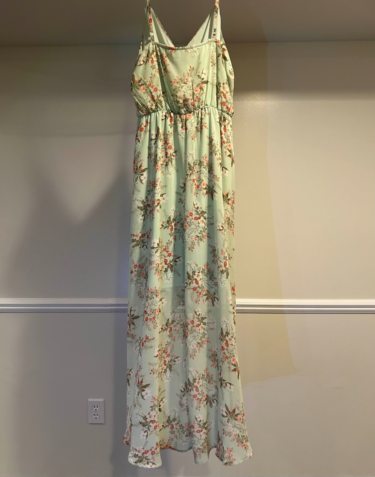 As U Wish Floral Dress Size Medium Mint Green Dress White and Red Flowers