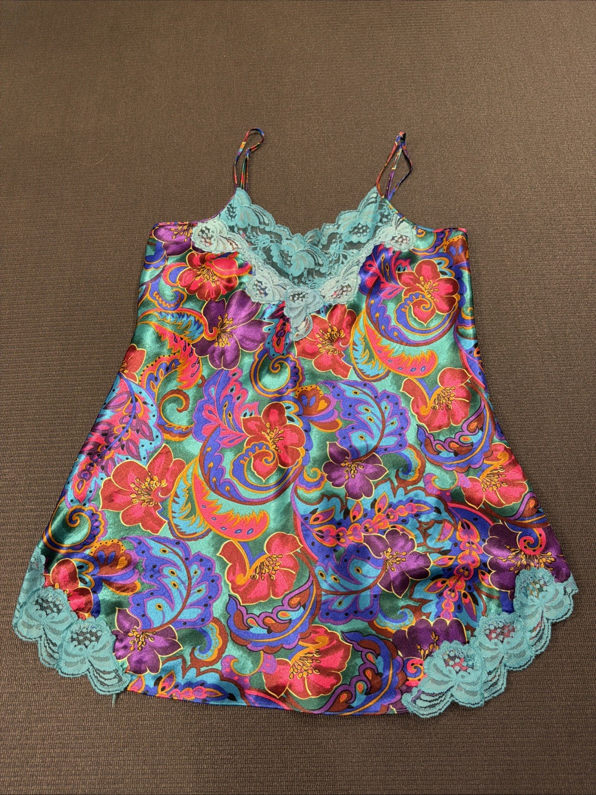 Victoria’s Secret Floral Slip Lace Dress Vintage Gold Label Fairycore Cottage M