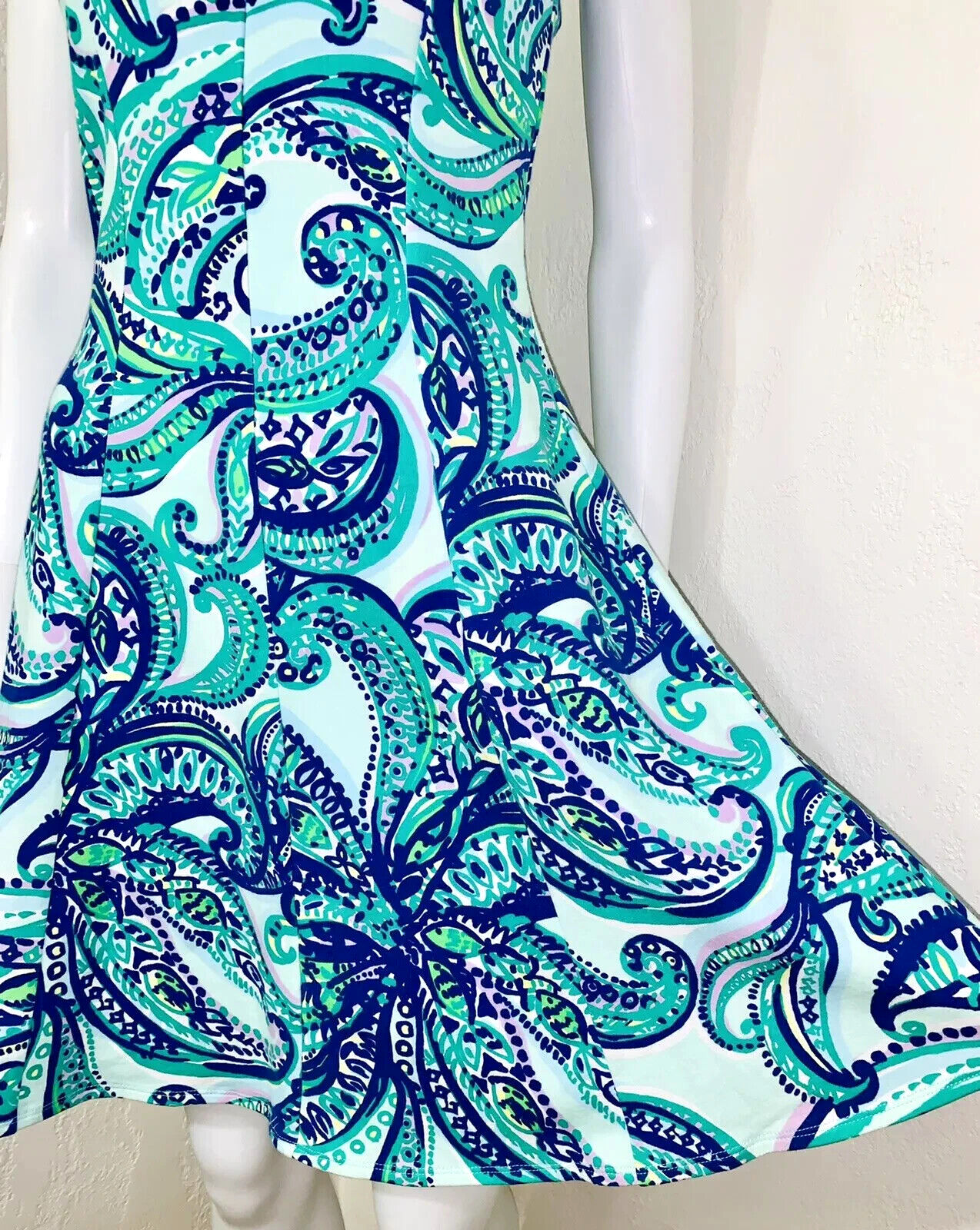 Lilly Pulitzer Dahlia Poolside Blue Keep It Current Terry Fit Flare Dress M