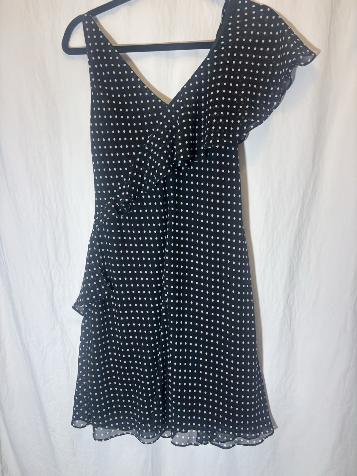 Chaps Dress Womens Medium Sleeveless Blue Polka Dot Size 8 HH19