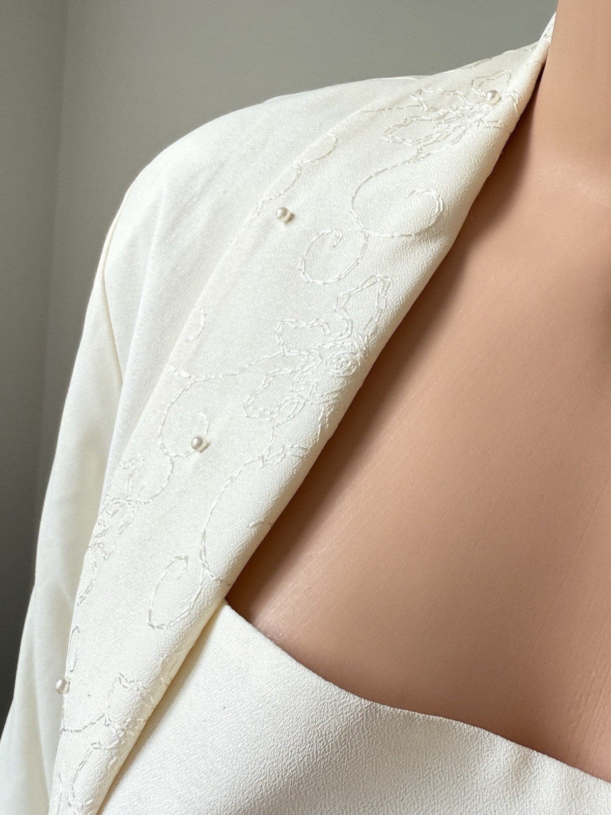 New Vintage 80s Dani Max Lois Snyder Dress Sz 16 XL L $98 Pearl Cream Career