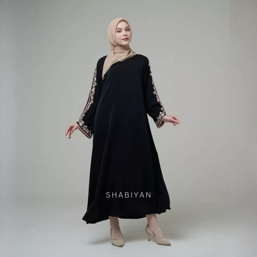 Muslim Women Islamic Long Dress Abaya Floral Embroidery