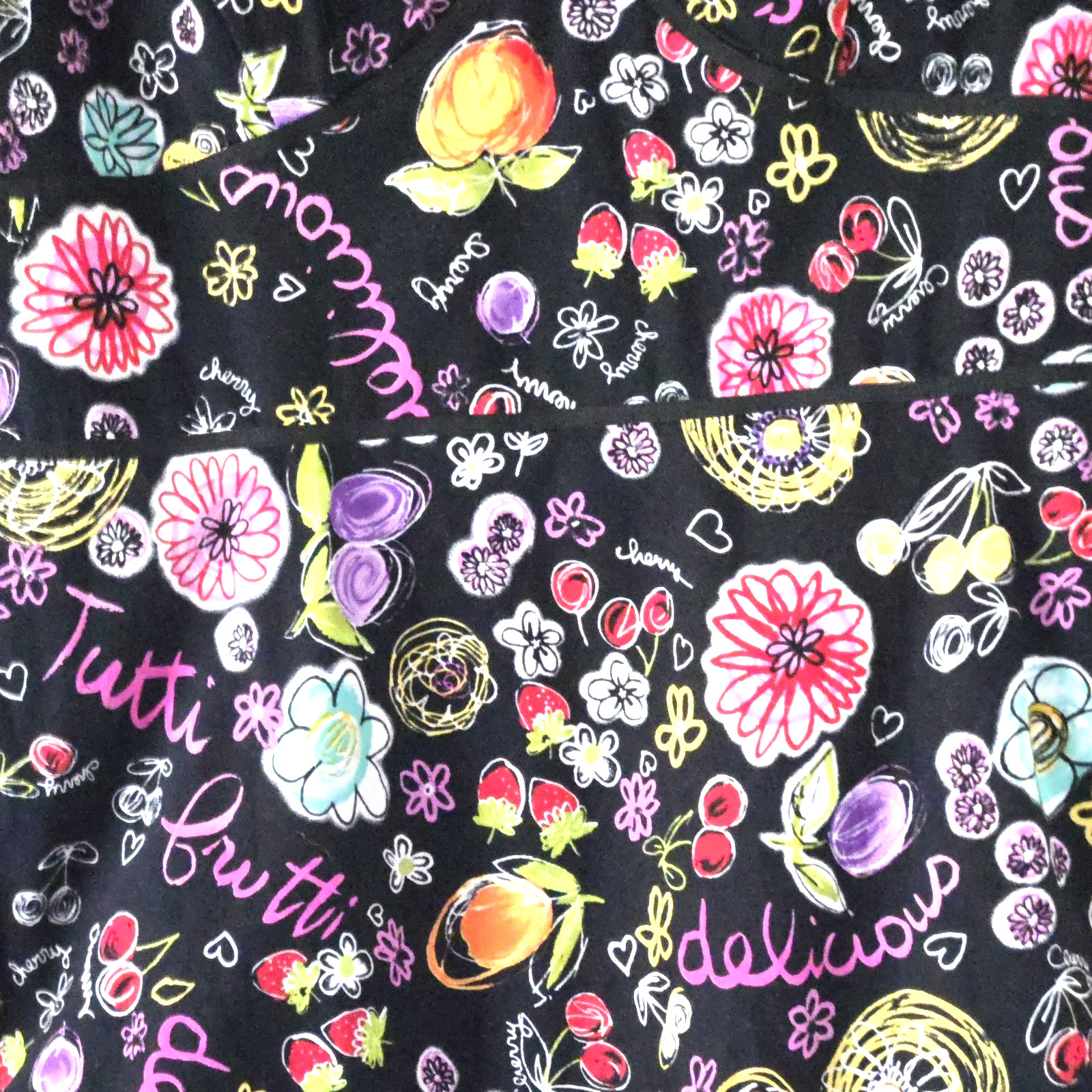 Karin Stevens Fruit Floral Print Dress Womens 16 Cotton Fit Flare Adjust. Straps