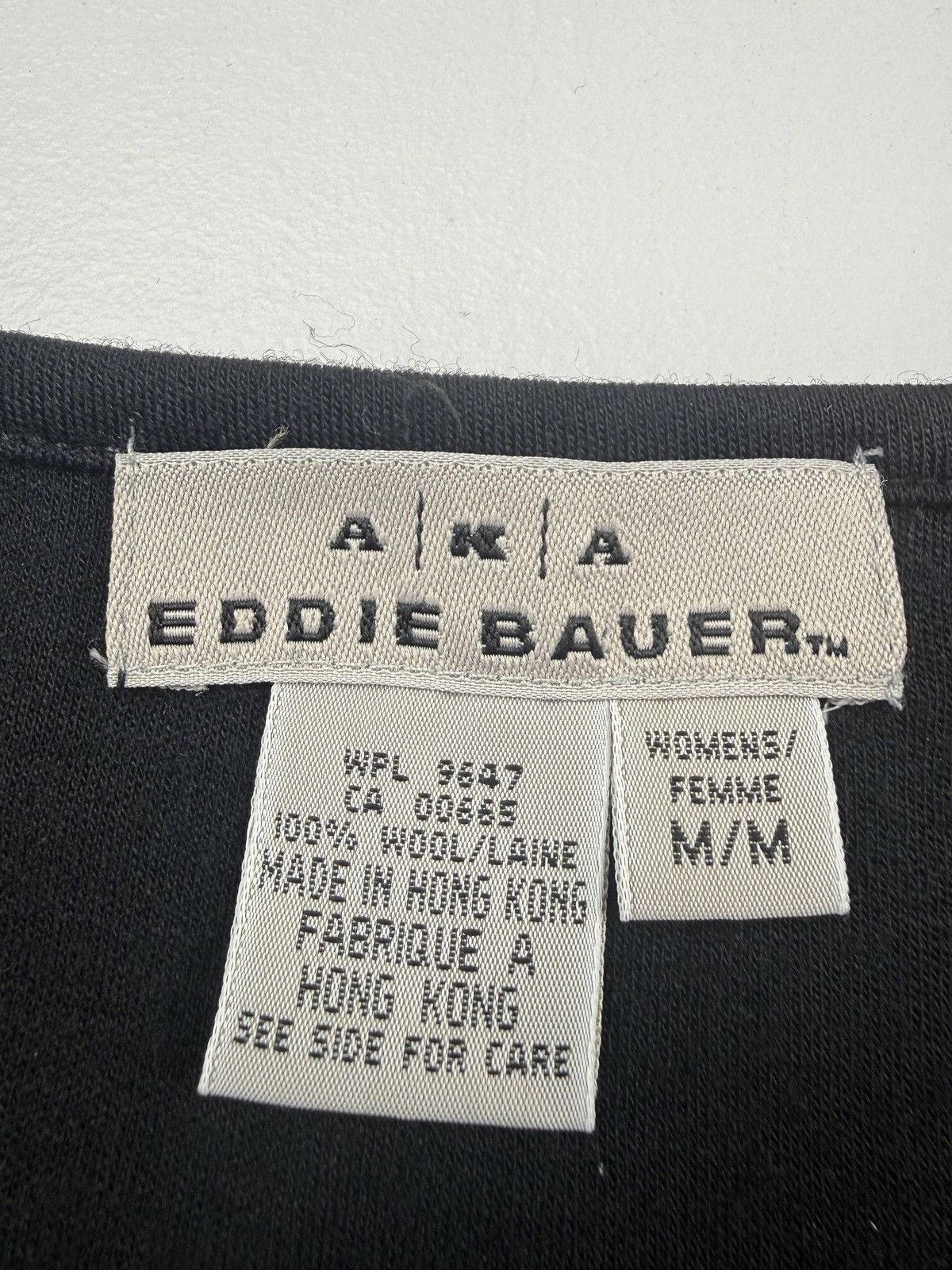 Eddie Bauer Dress Womens Medium Black Wool Knit Half Sleeve Sheath Knee Length