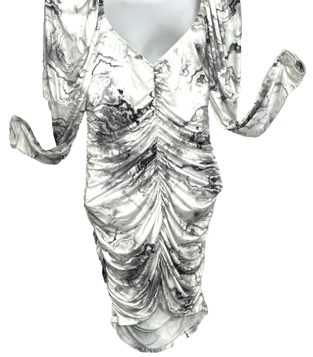 Glamorous Cocktail Silver Bodycon Mini Dress Sz 2 Ruched Square Neck ASOS DESIGN