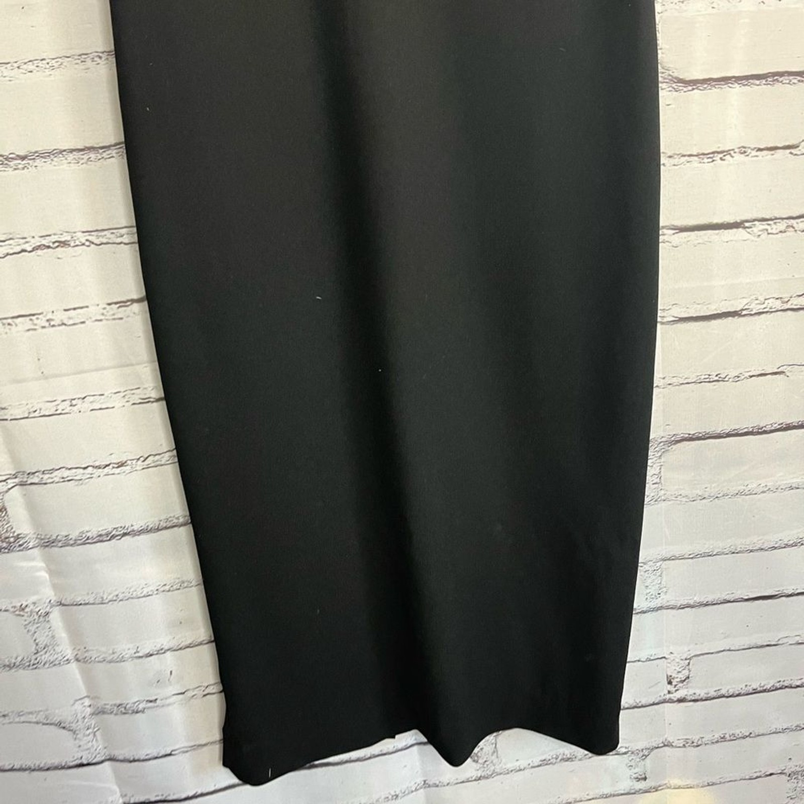Linda Allard Ellen Tracy Black V-Neck Midi Dress Zip Back Elegant Flowy M Casual