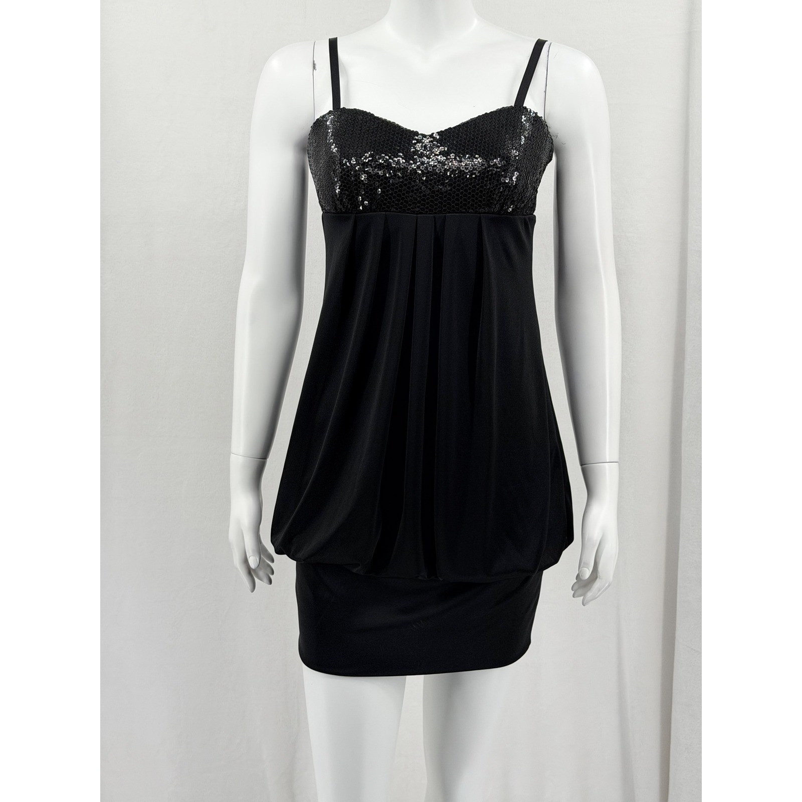 Iz Byer Dress Womens Medium Black Sequin Mini Y2K Party LBD Club NYE Bling Rave