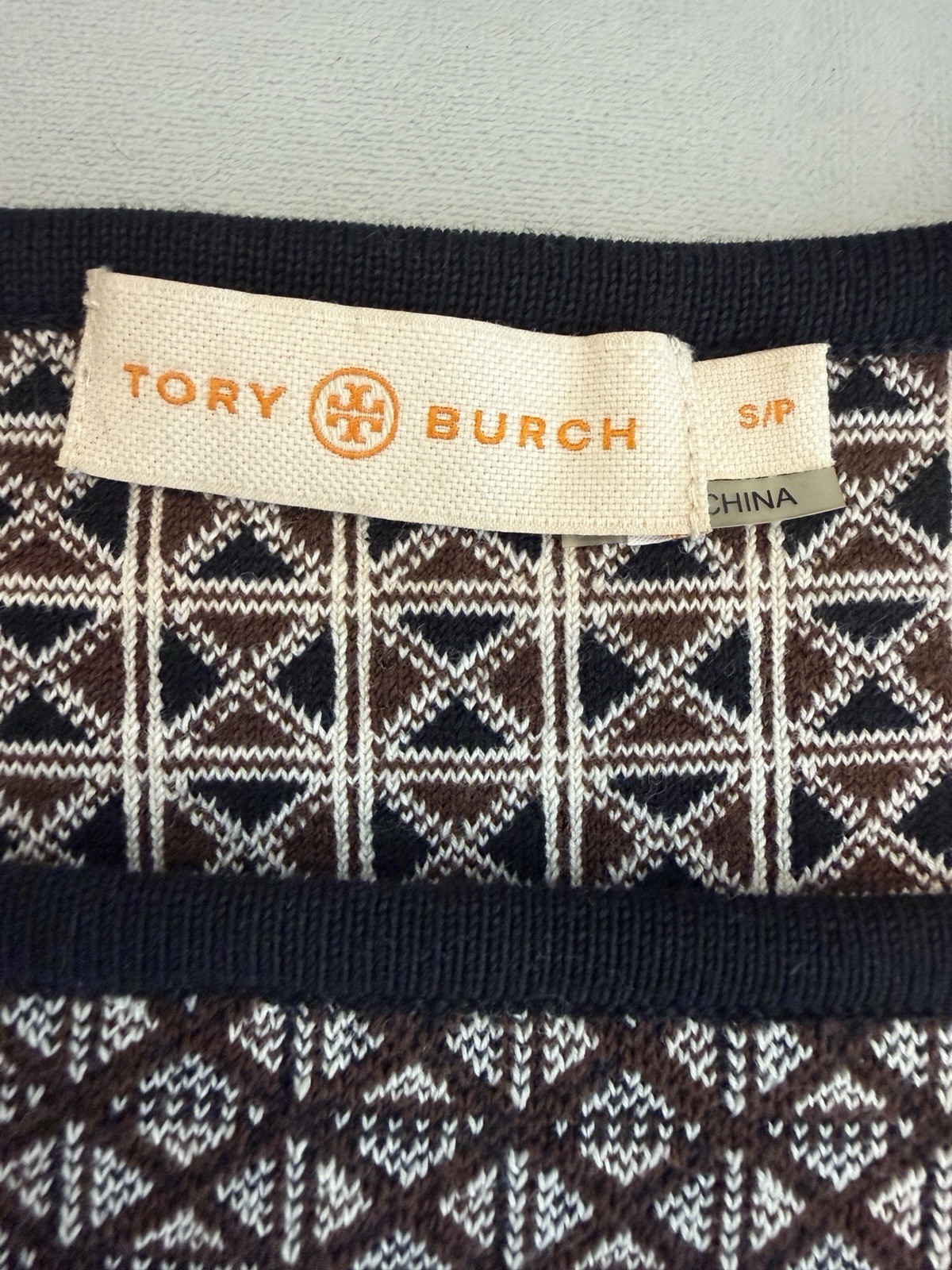 Tory Burch Brown and Beige Geometric Midi Dress – Size S