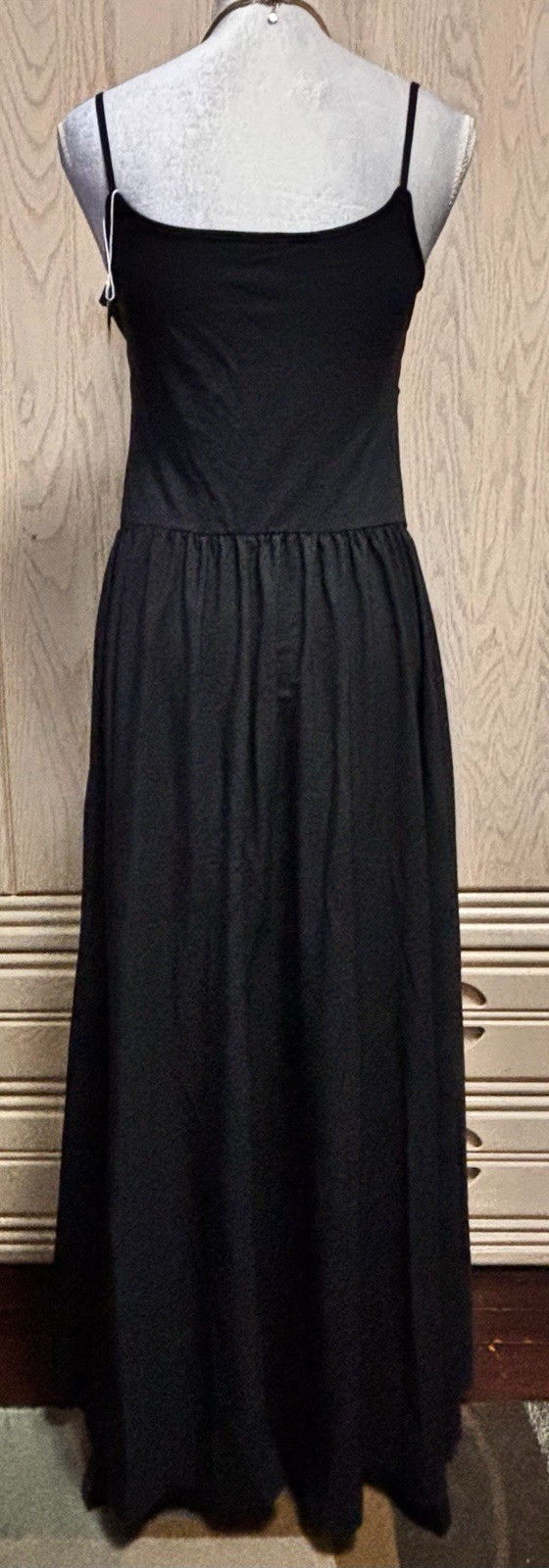 Halara Breezeful Backless Side Pocket Flowy Flare Maxi Black Dress Sz L . New.