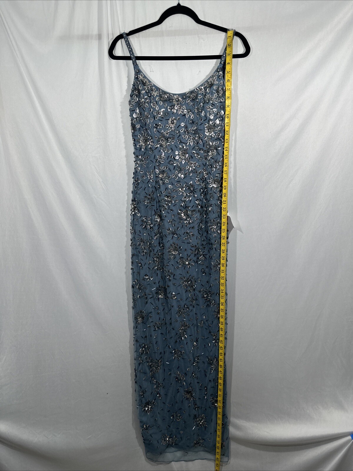 NEW Mac Duggal [ 4 ] 5477 Floral Embellished Scoop Neck Gown in Slate Grey #J278