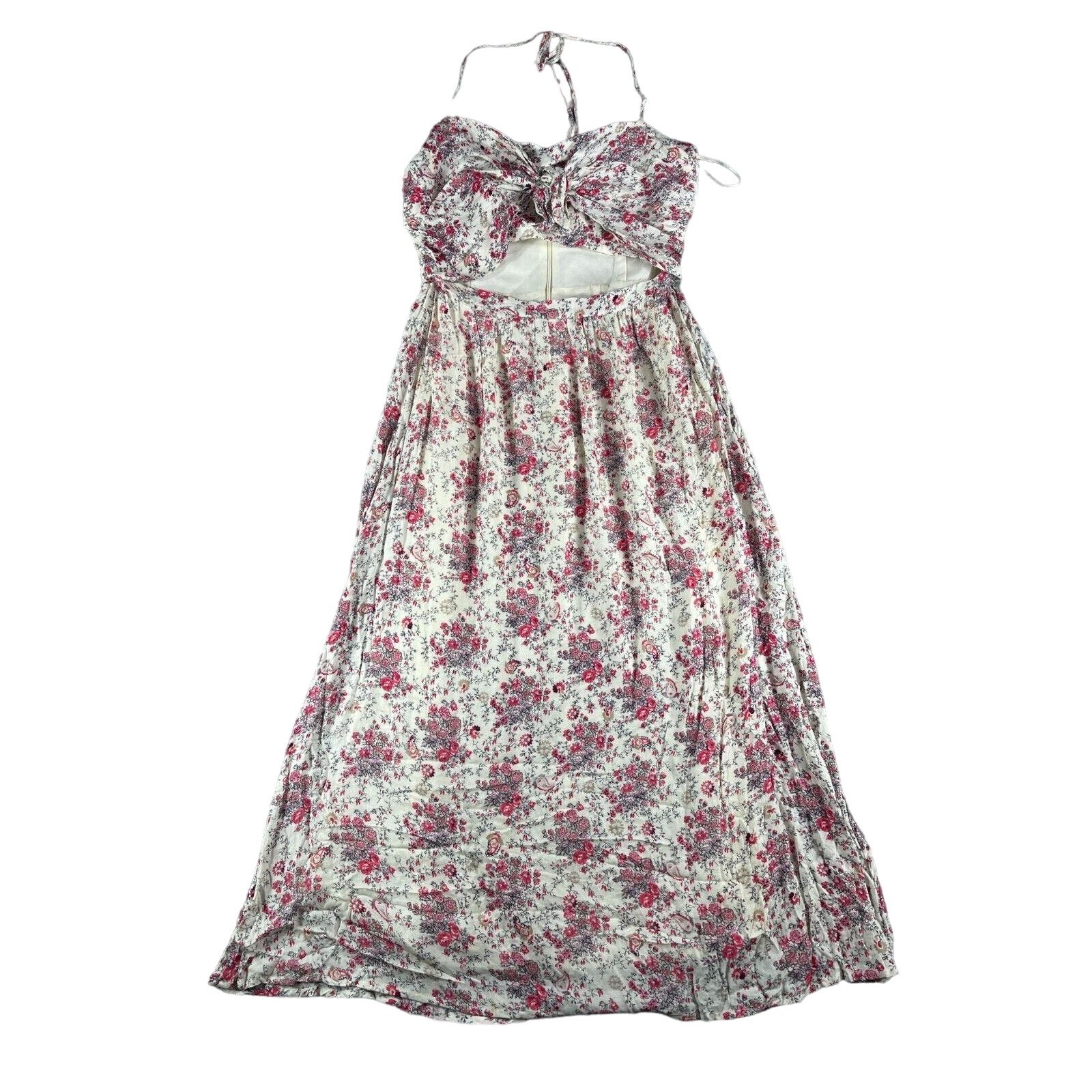 WAYF Dress Womens Medium Multicolor Open Front Floral Where Are You From Long