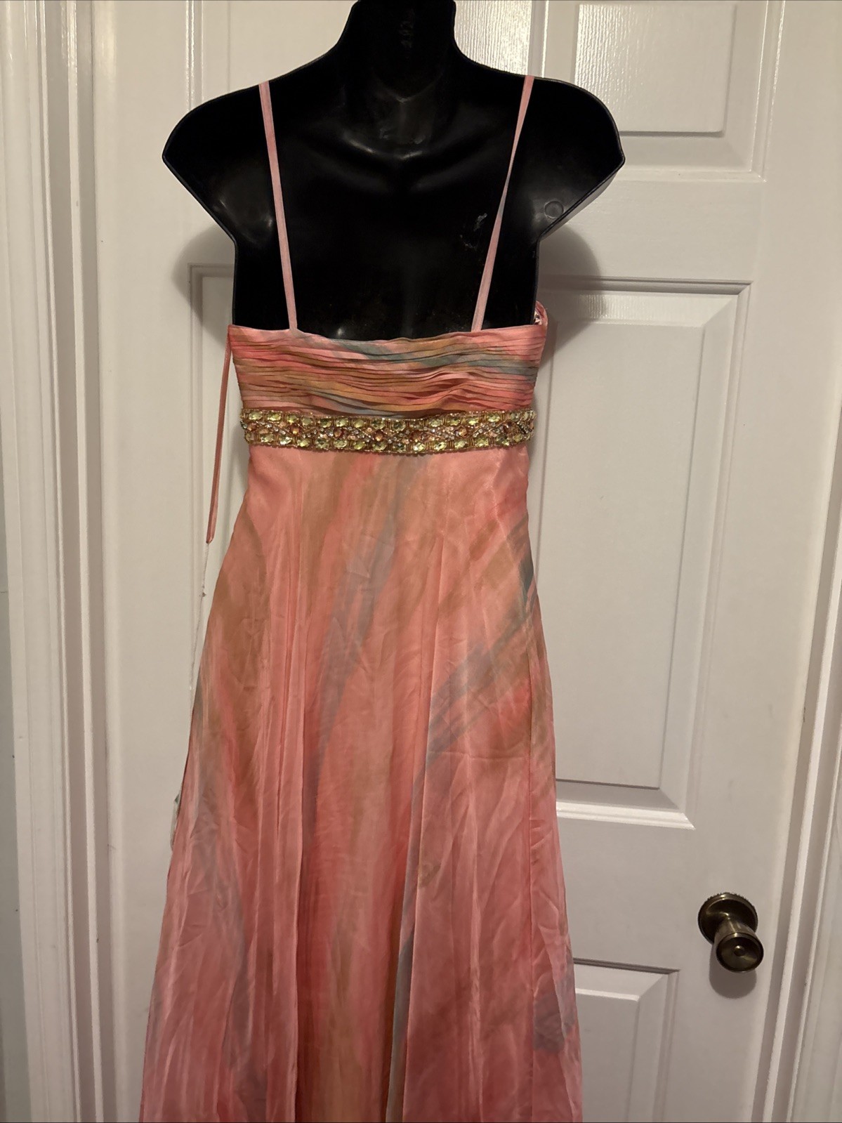 Vintage Y2K Dave & Johnny Size 4 Pink And Blue Swirl Chiffon With Flowers At Not