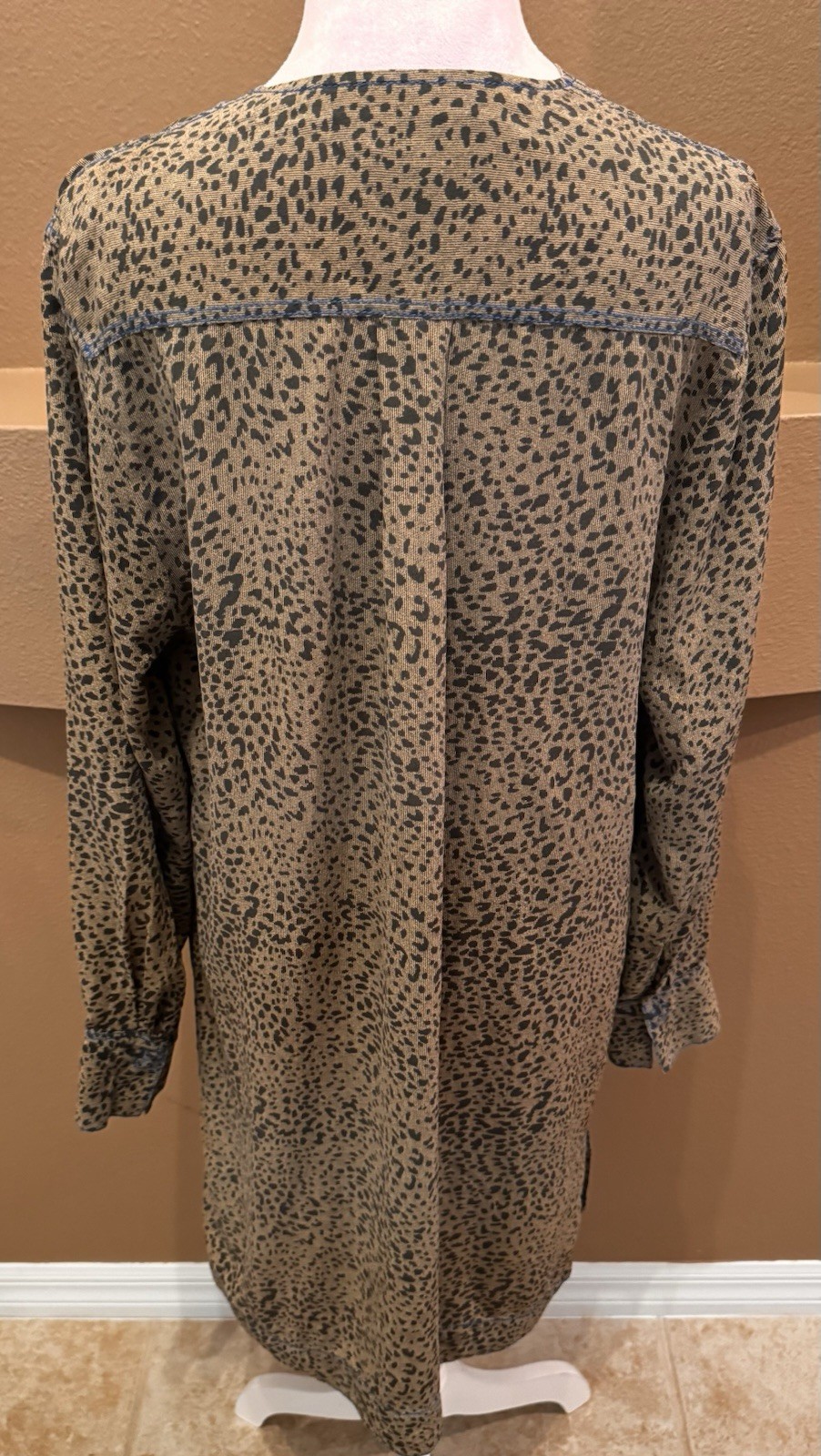 Rag & Bone Shields Slip Mini Dress Tan Drape 100% SILK Animal Print Size L