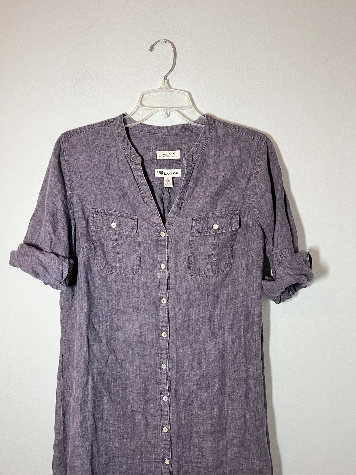 Malvin Hamburg Germany I Love Linen Travel Resort PeriBlue Lagenlook Dress Sz L