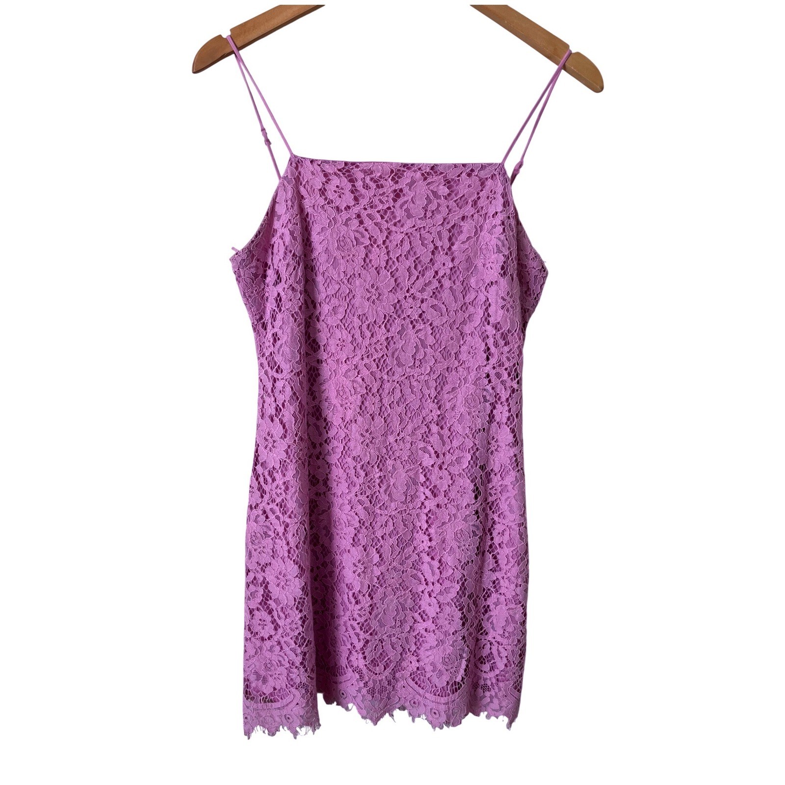 Lavender Purple Floral Lace Mini Dress Square Neck feminine Cocktail party M