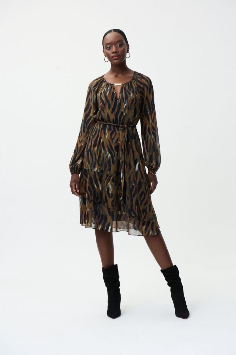 Joseph Ribkoff 224054 Size UK16 Black/Multi Chiffon Dress Original price £289