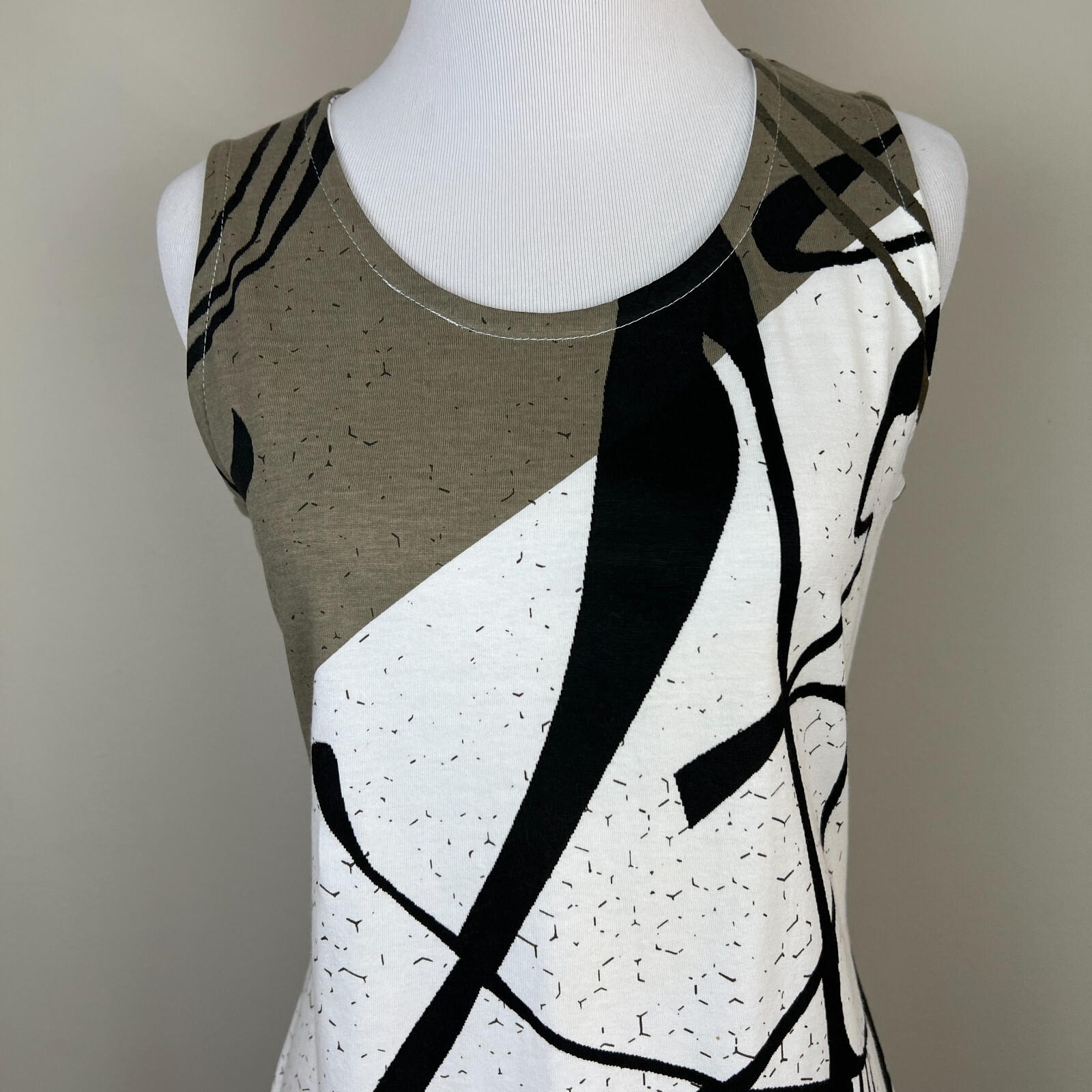 Parsley & Sage Dress Womens Small Printed Mini A-Line Sleeveless Black White New