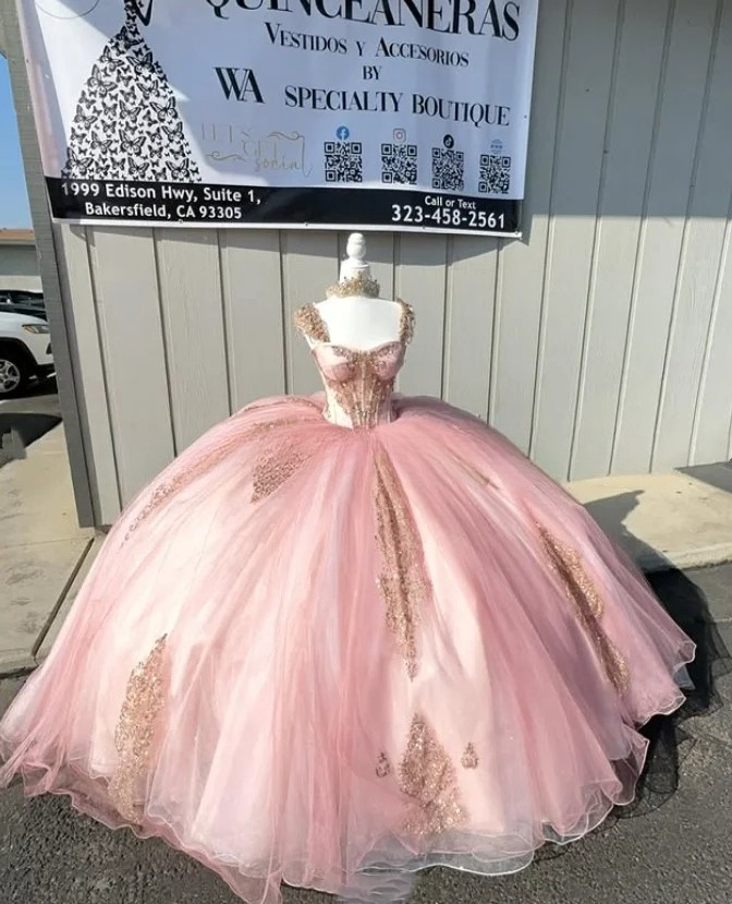 Gorgeous Pink Strapless Princess Corset Prom Dress 15 16 Quinceanera Dress
