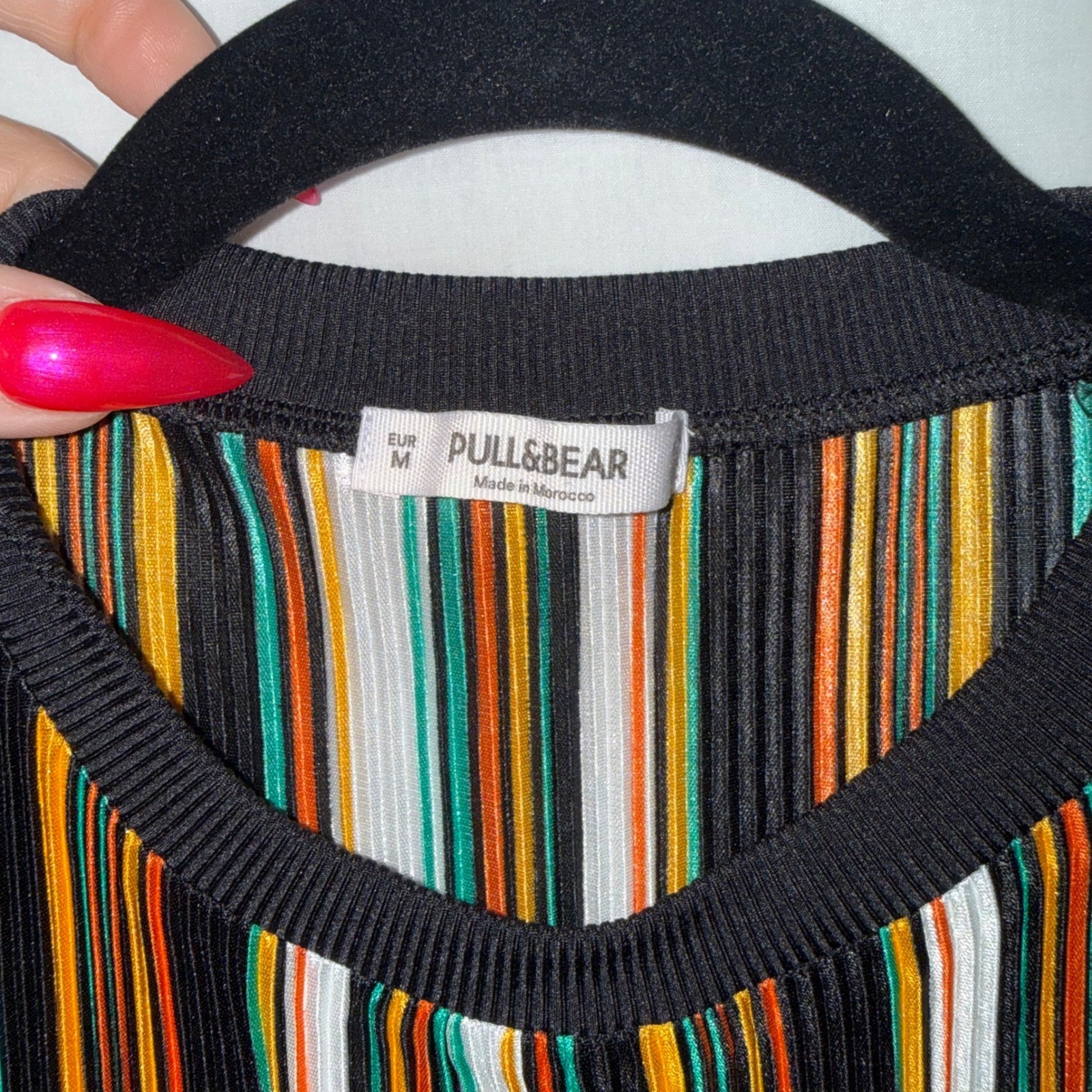 Pull&Bear Plisse Striped Midi Dress M Multicolor Sleeveless Retro Crinkle Pleats