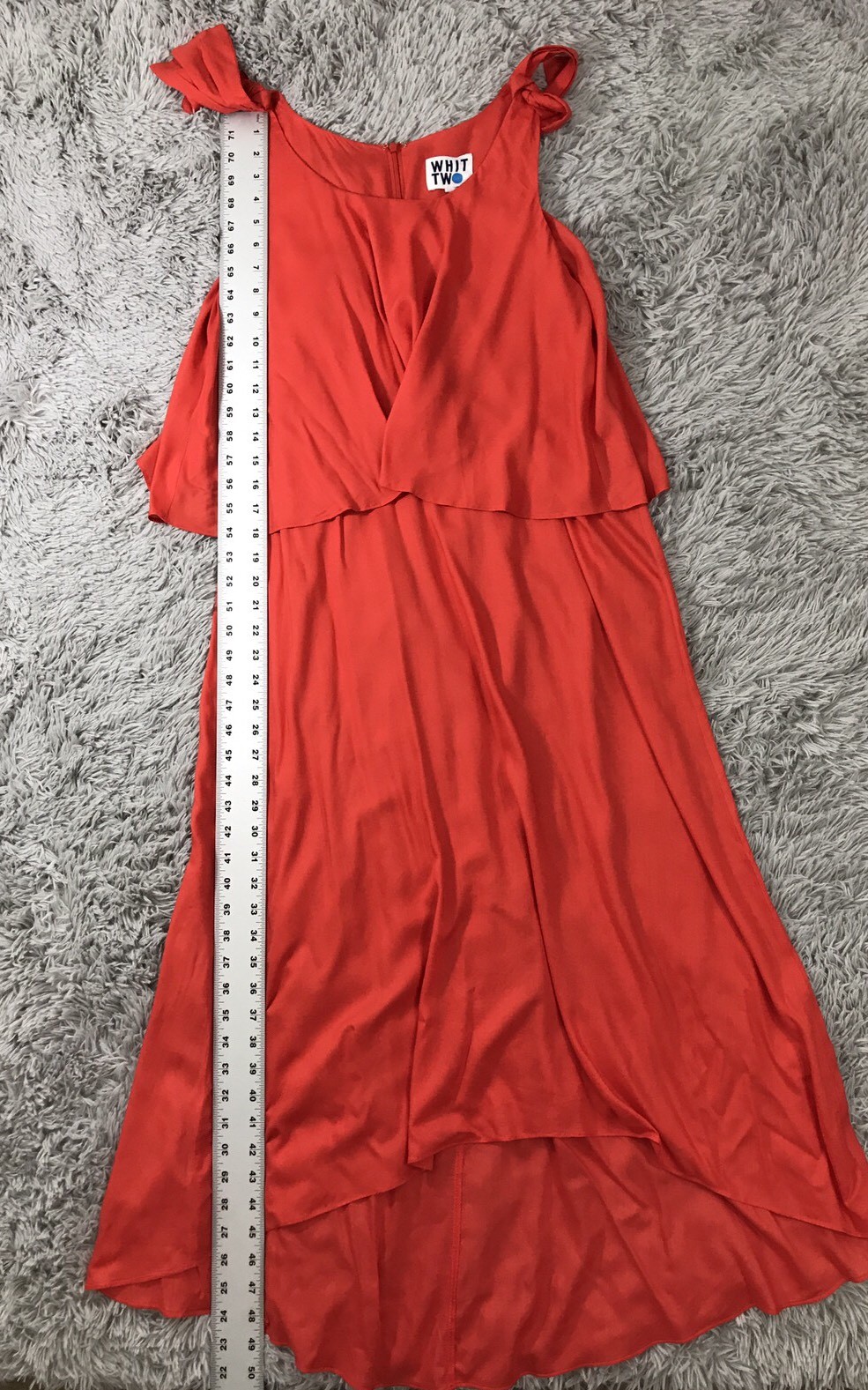 Whit Two Dress 4P Tiered Maxi Sleeveless Coral Tie Shoulder