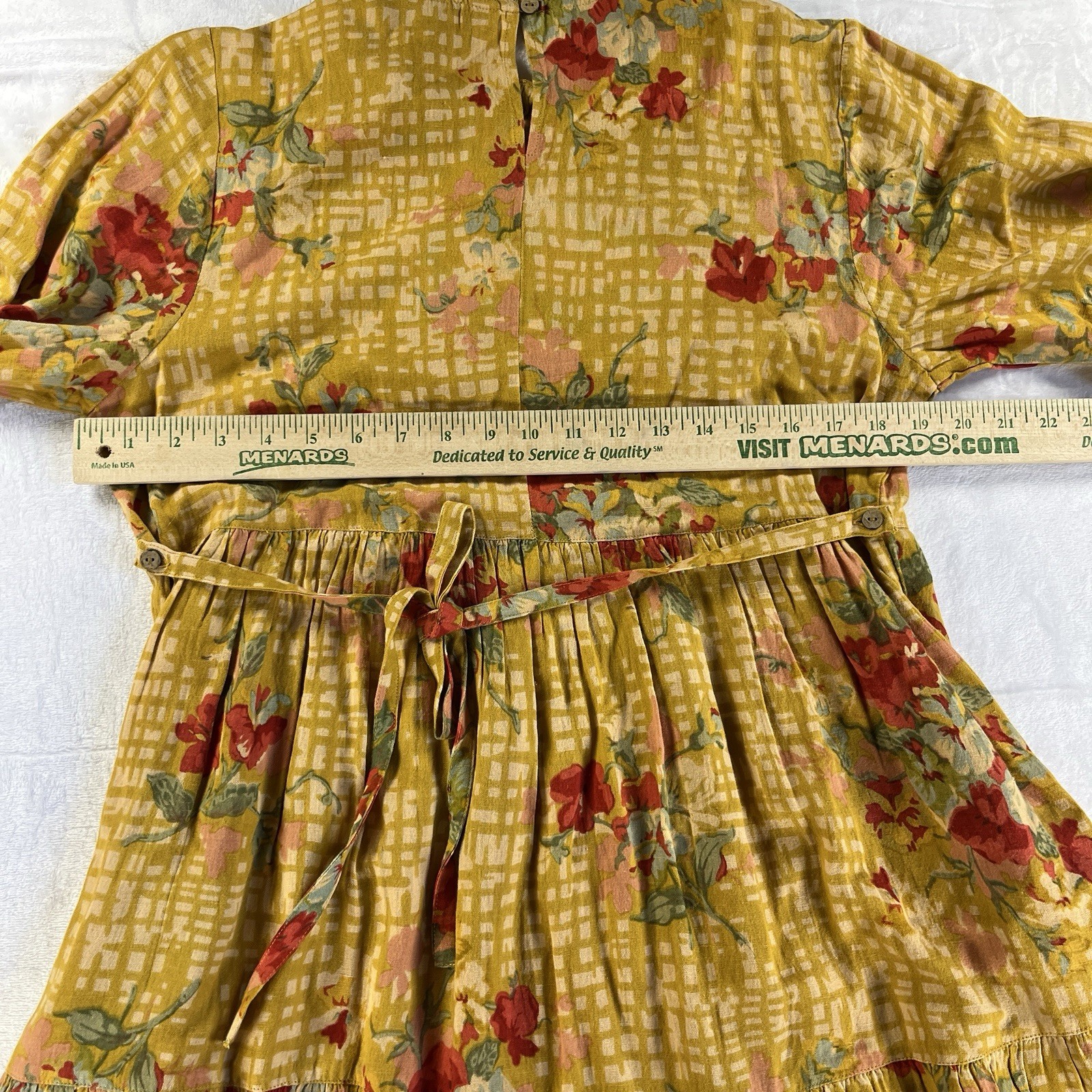 April Cornell Dress M Lisbon Rose Yellow Floral Boho Prairie Cottagecore Pockets