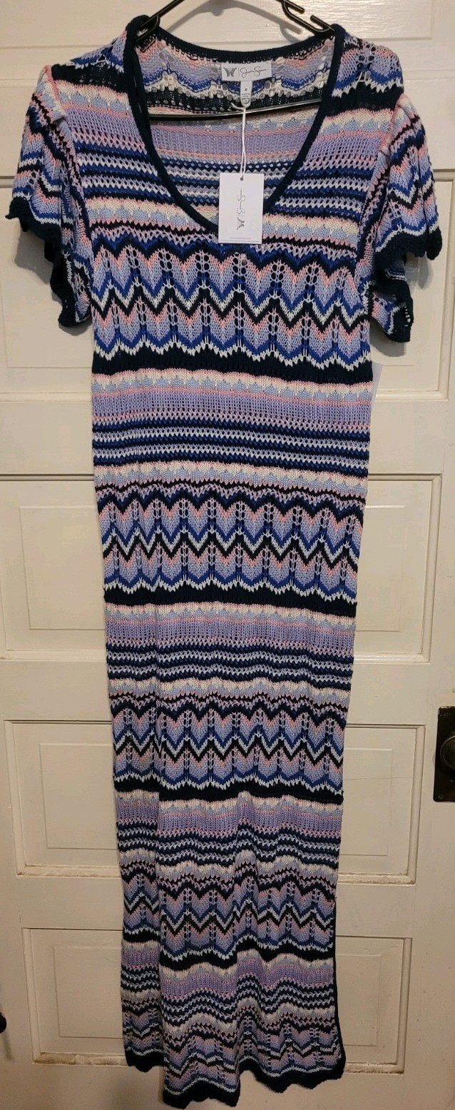 Jessica Simpson Maxi Sweater Dress Women’s Sz M Knit Lined NWT Pink Purple White