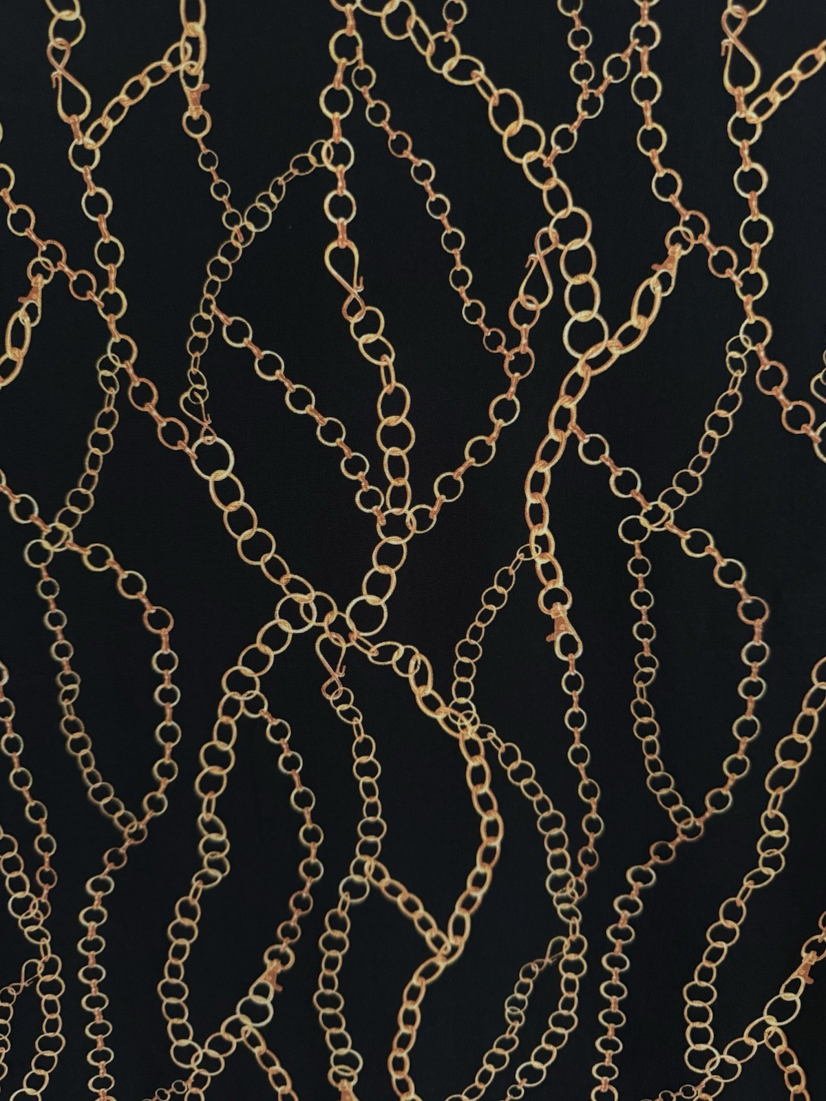 L’AGENCE Black/Gold Chain Print Silk Collared Long Sleeve Shirt Dress Size 6