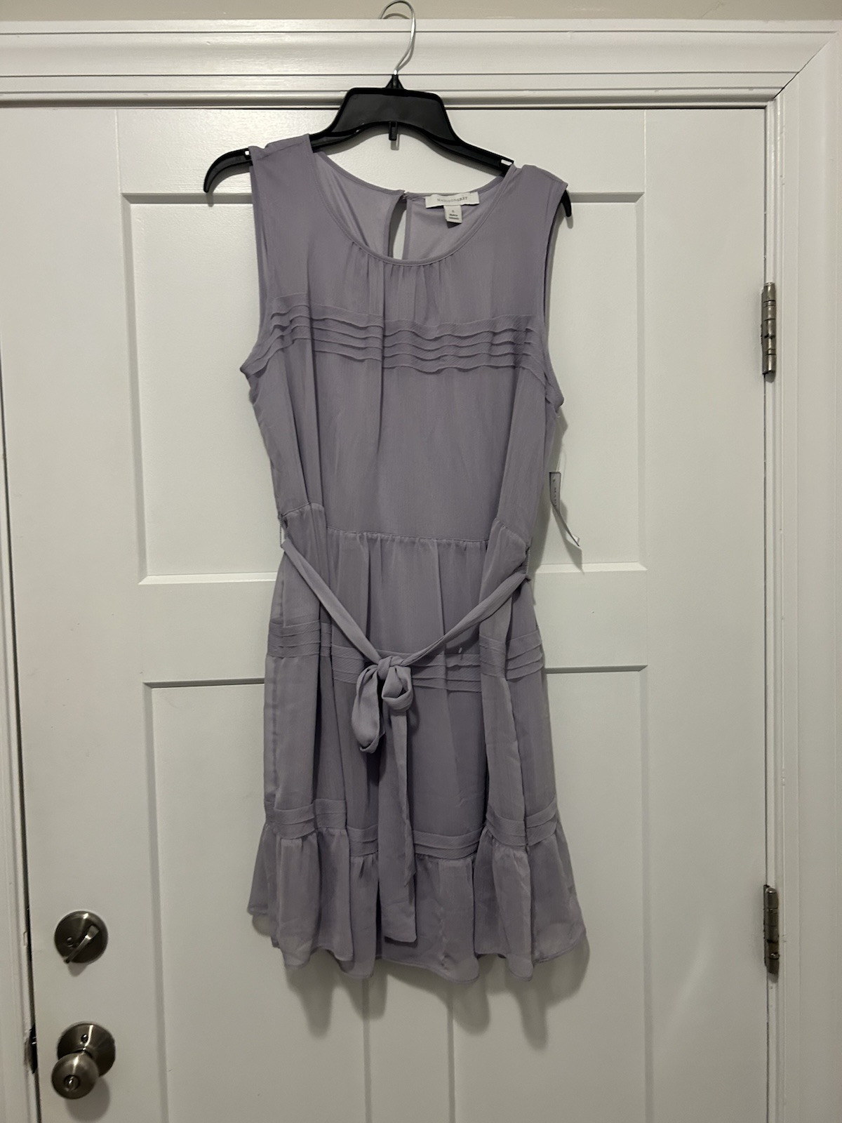 New Madison Grey Woman’s Chiffon Ruffle Sleeveless Dress Knee Length Size Large
