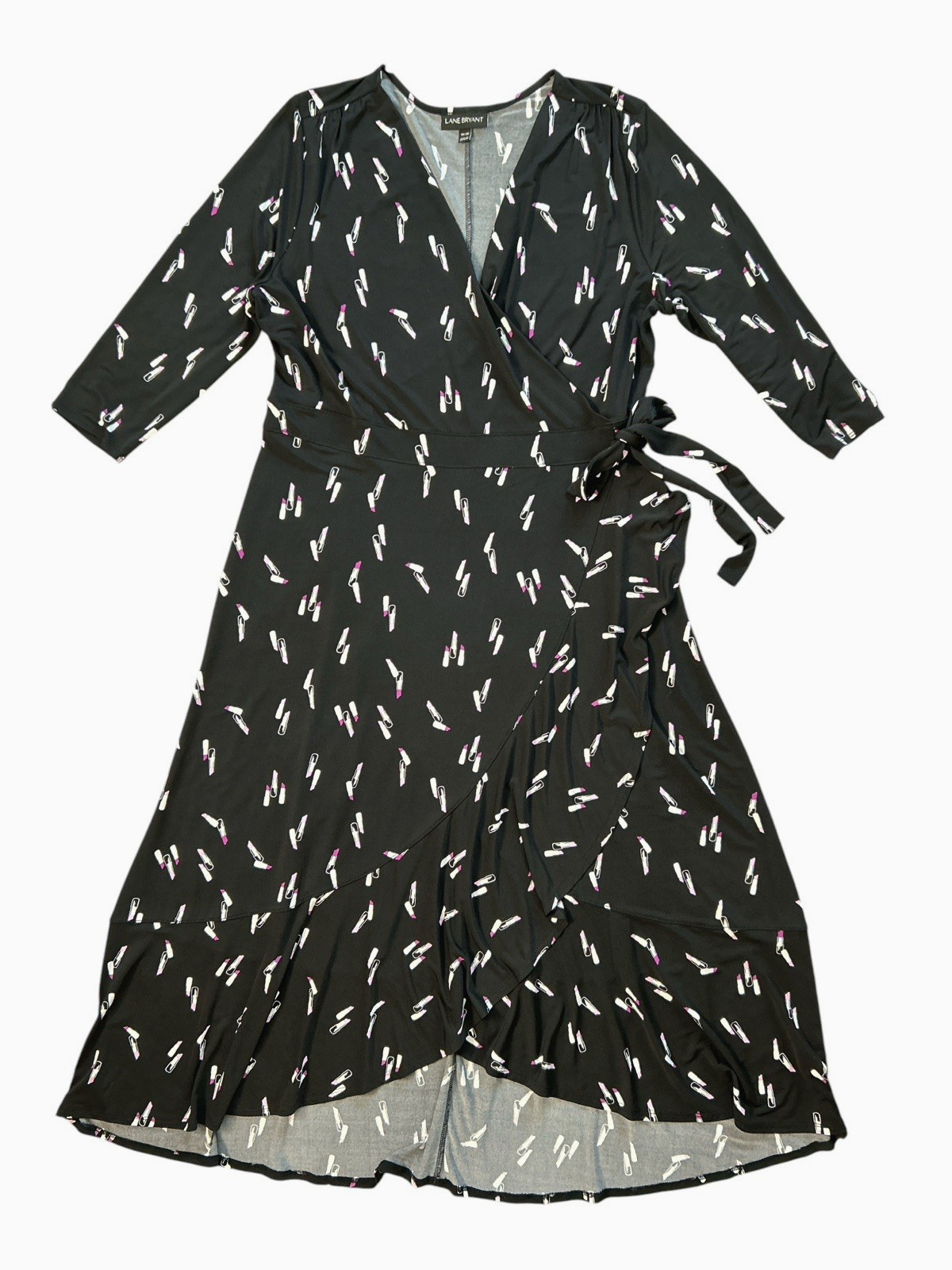 Lane Bryant Lipstick Stretch Jersey Knit Faux Wrap HI LO MAXI Dress, Size 18 20