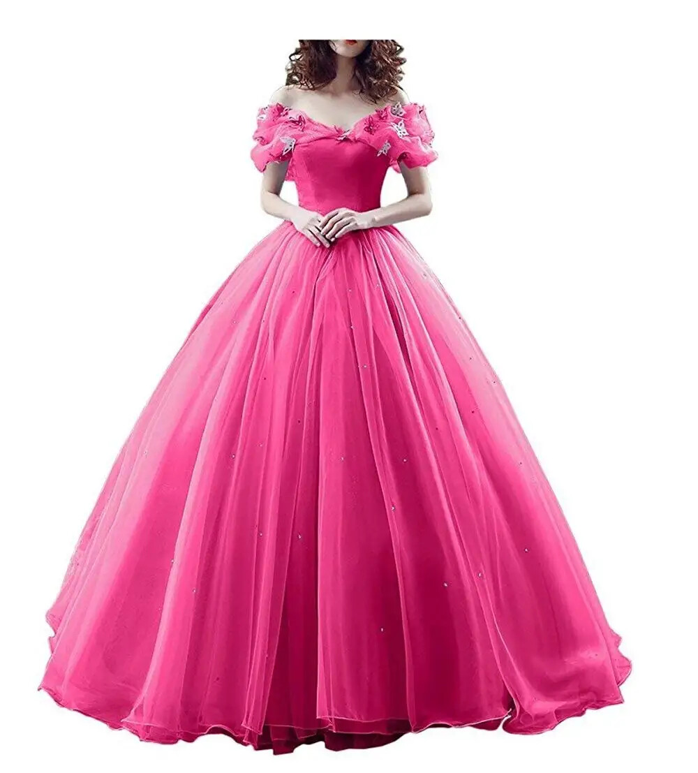 Ball Gown Princess Cinderella Butterfly Off the Shoulder Ball Gown Prom Dresses