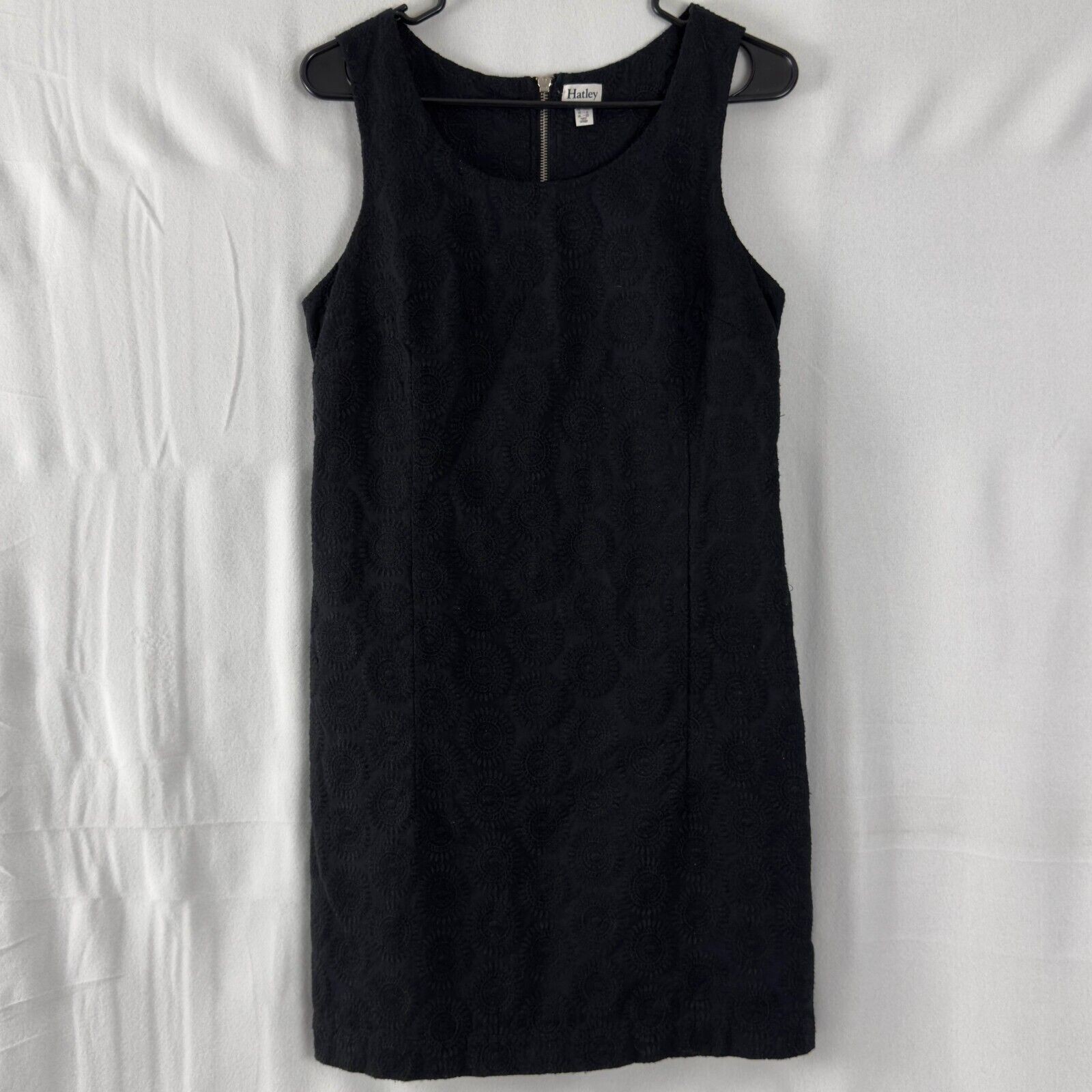 Hatley Size 6 Black Shift Dress Sleeveless Zip Mini Textured Cotton Charm