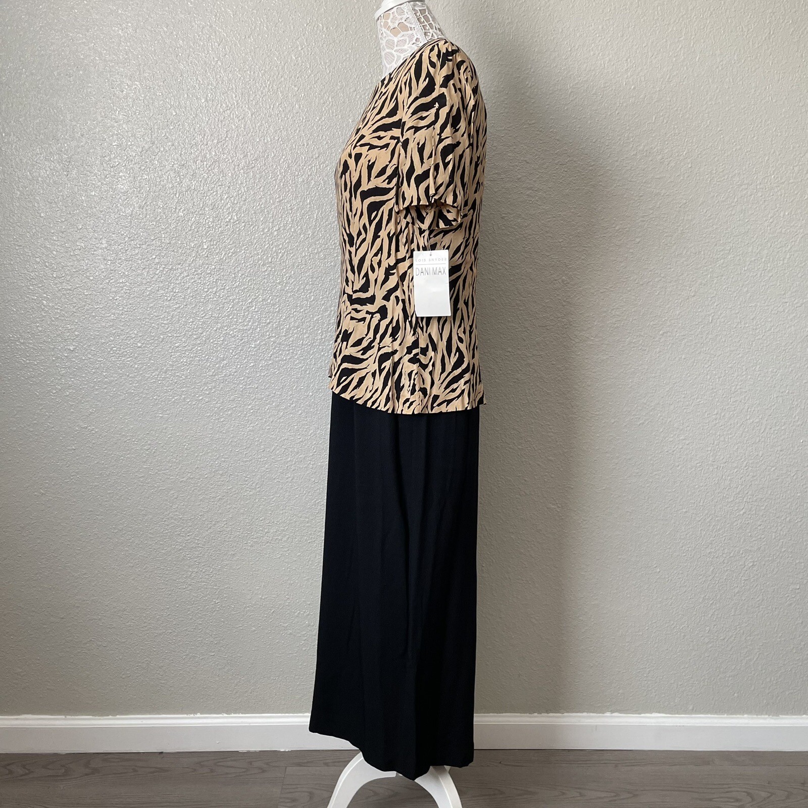 Lois Snyder Dani Max Tiger Office Evening Maxi Dress 90s 80s Vintage Modest 12