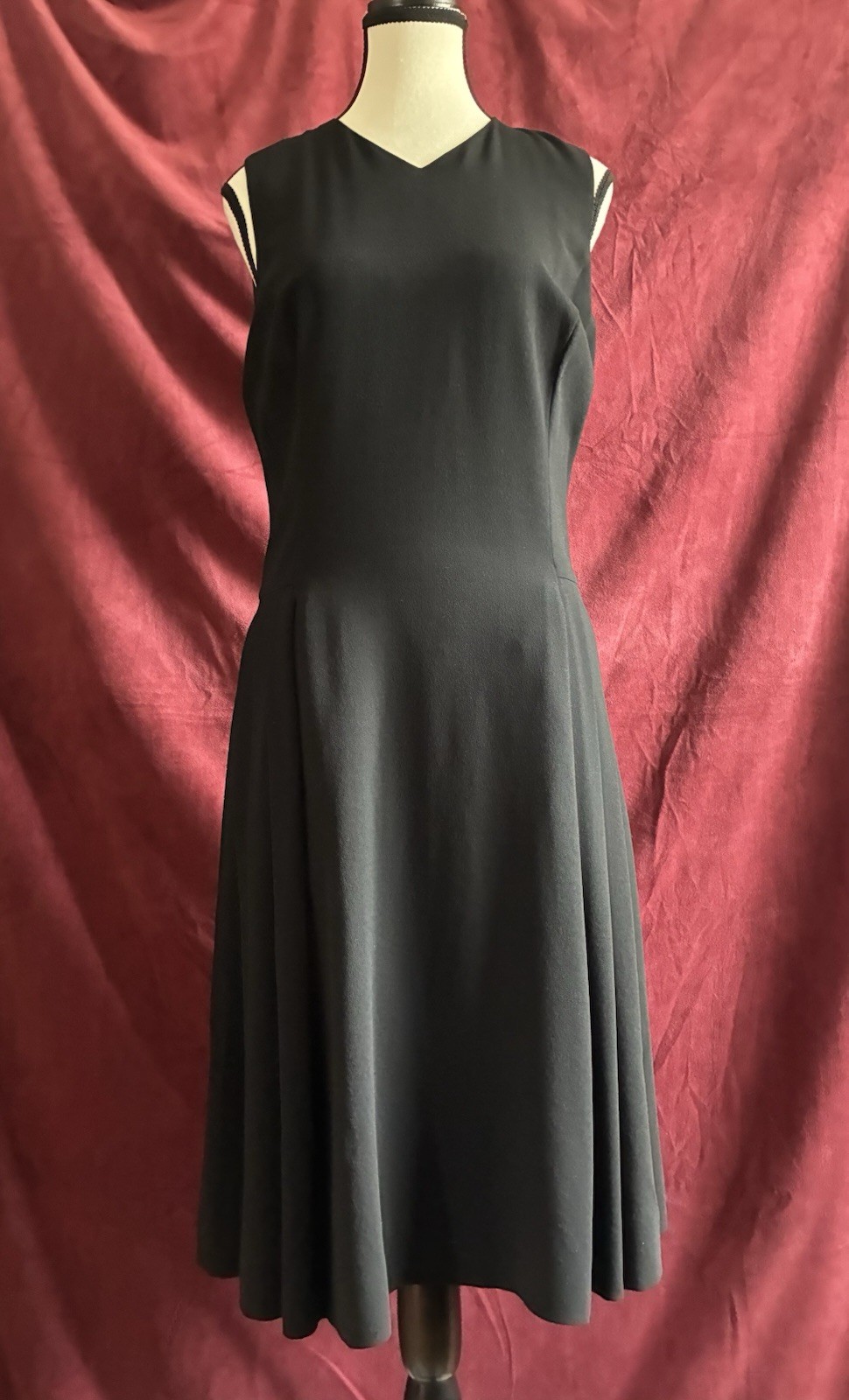 Ralph Lauren Collection Purple Label Black Dress Fit Flare Pleated Sleeveless 8