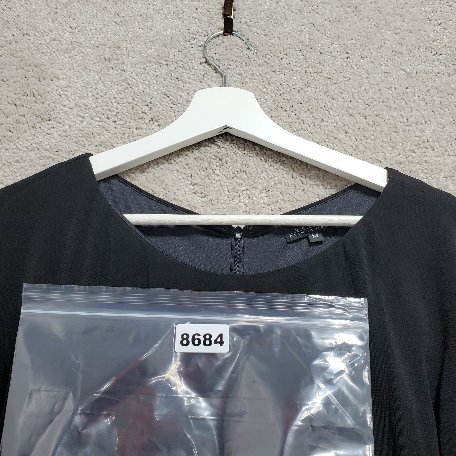 Maria Bianca Nero Shift Dress Womens Medium Black Round Neck 3/4 Sleeve Pullover