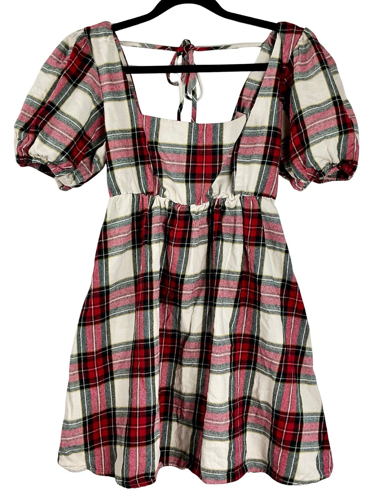 Show Me Your MuMu Womens Plaid Mini Dress M Milkmaid Empire Cottagecore Babydoll