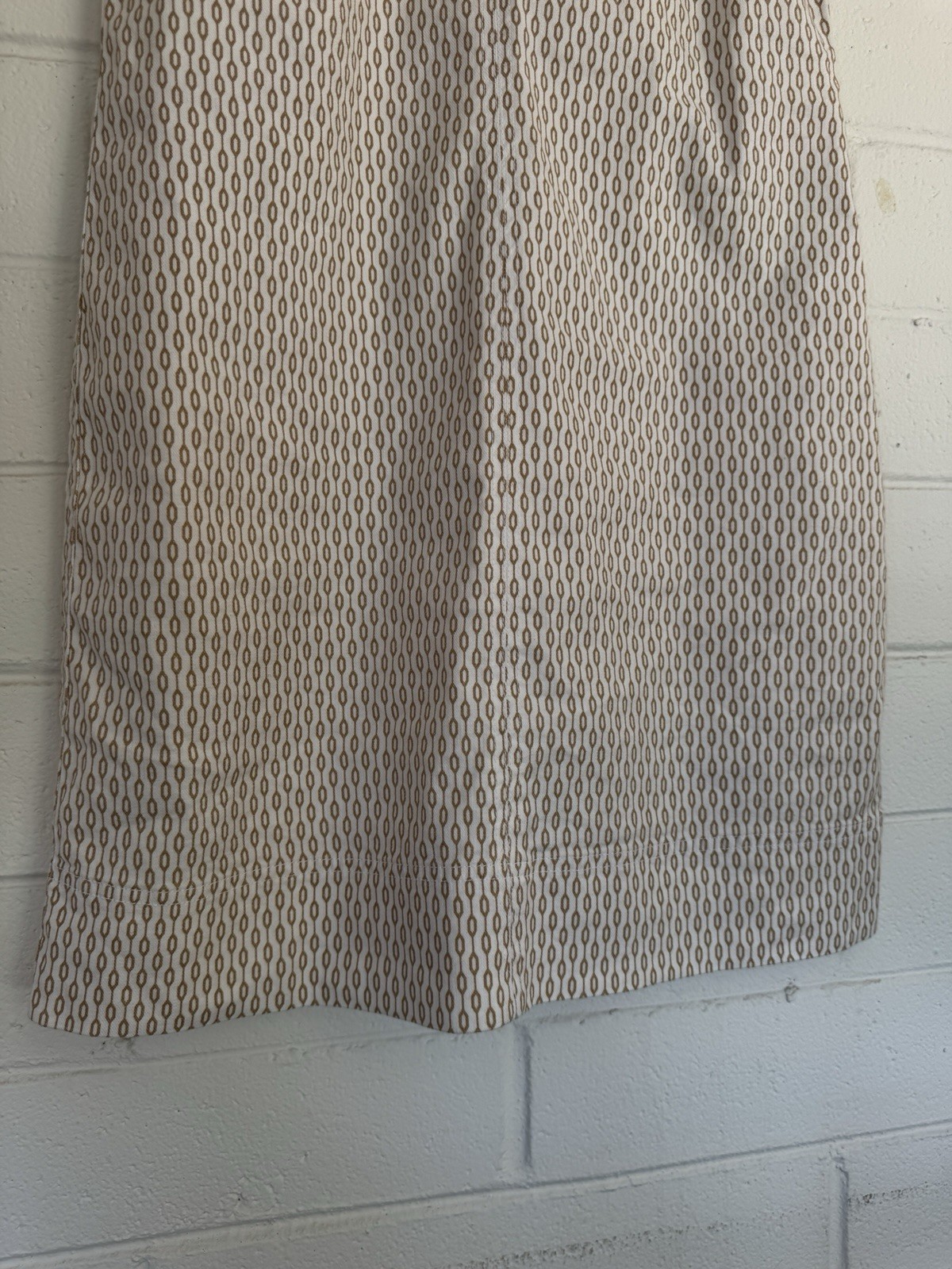Tommy Bahama Linen Blend Beige White Geometric Shift Dress Sleeveless Zip S/P